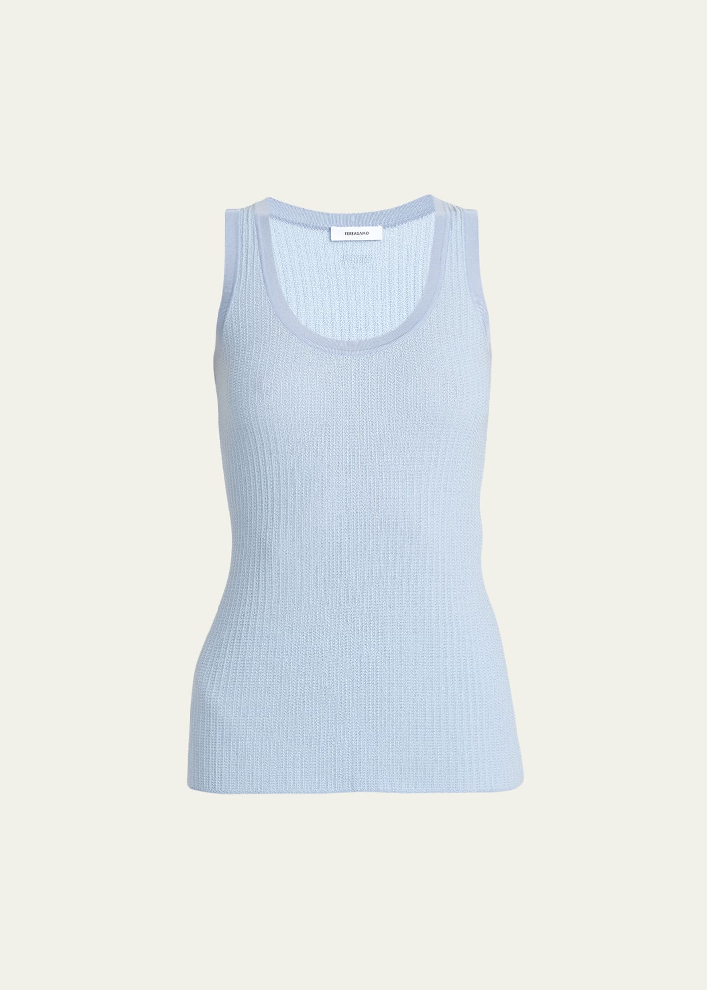 Ferragamo Cotton Silk Micro Jacquard Tank Top Image 1 of 5