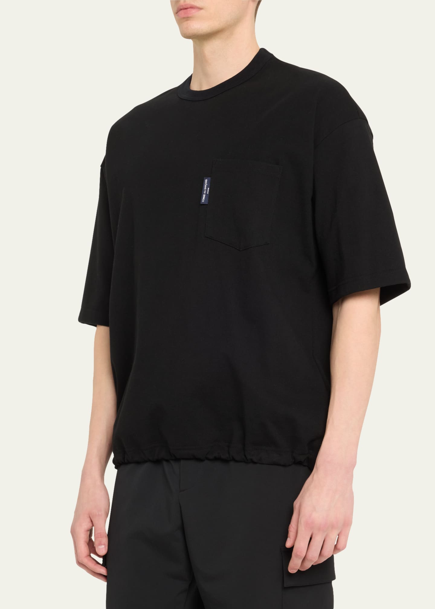 Cdg Homme Men s Elastic Waist Jersey T Shirt Black Men s 4 Shirts Tops Short Sleeve T shirts Tees