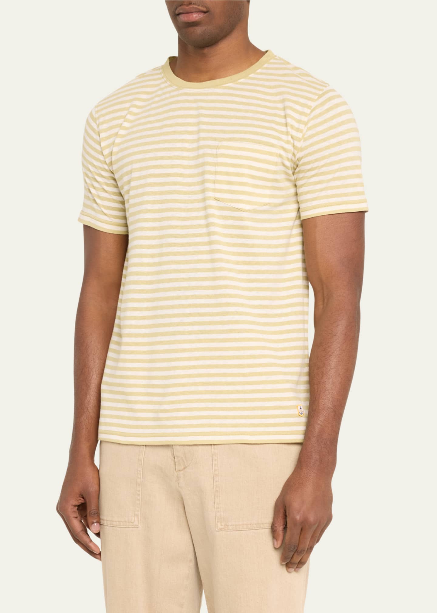 Armor Lux Men's Heritage Striped Cotton-Linen T-Shirt Image 4 of 5