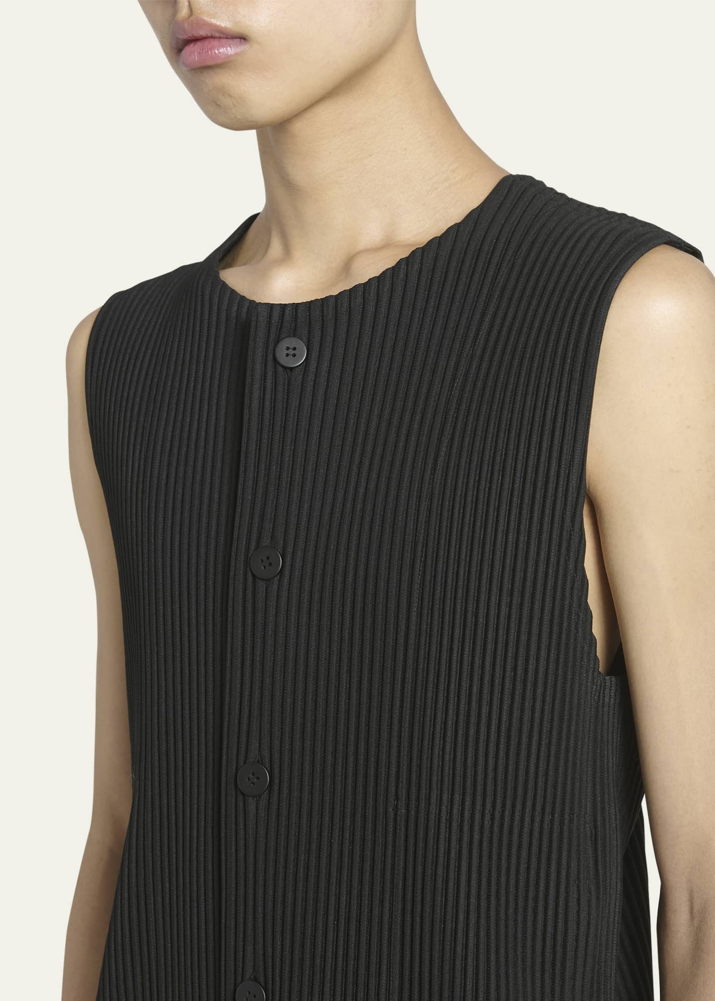 Homme Plisse Issey Miyake Men's Pleated Button-Front Vest
