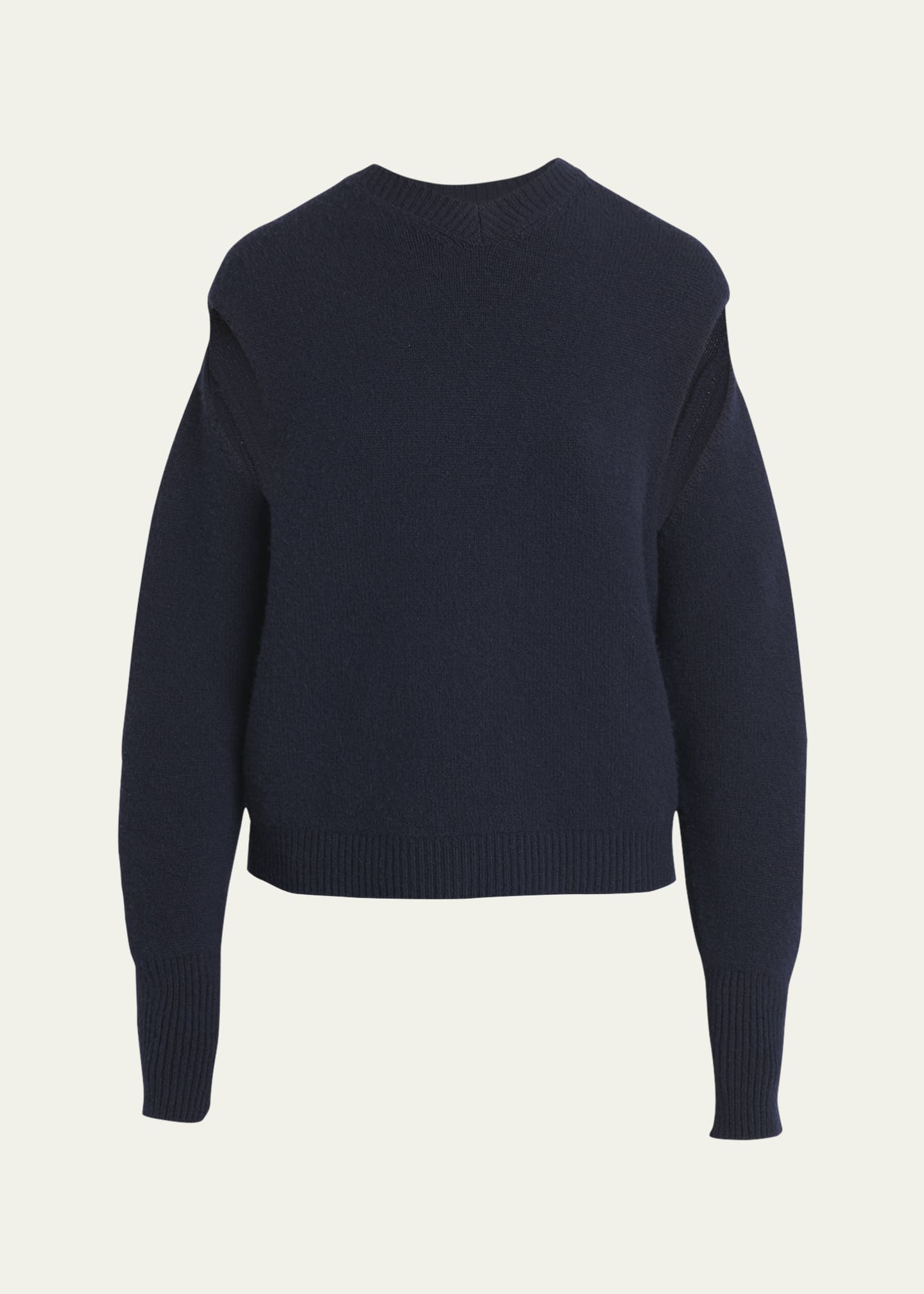 Ferragamo Cutout Sleeve Brushed Cashmere Sweater, Navy Bergdorf Goodman