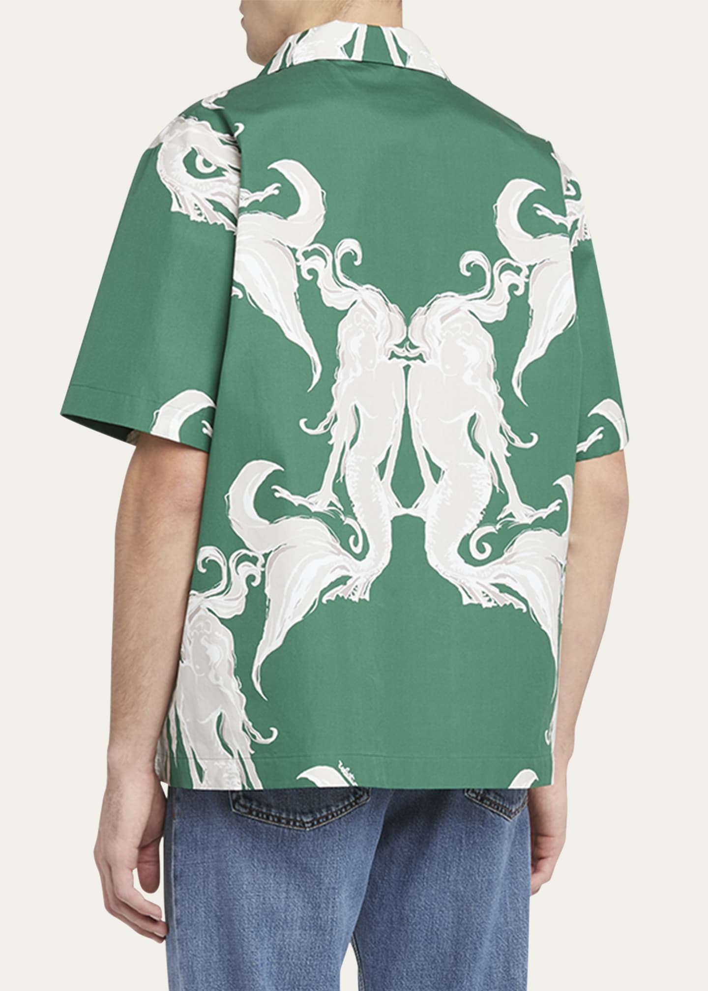 Valentino Garavani Men's Metamorphose Wall-Print Camp Shirt Image 3 of 5