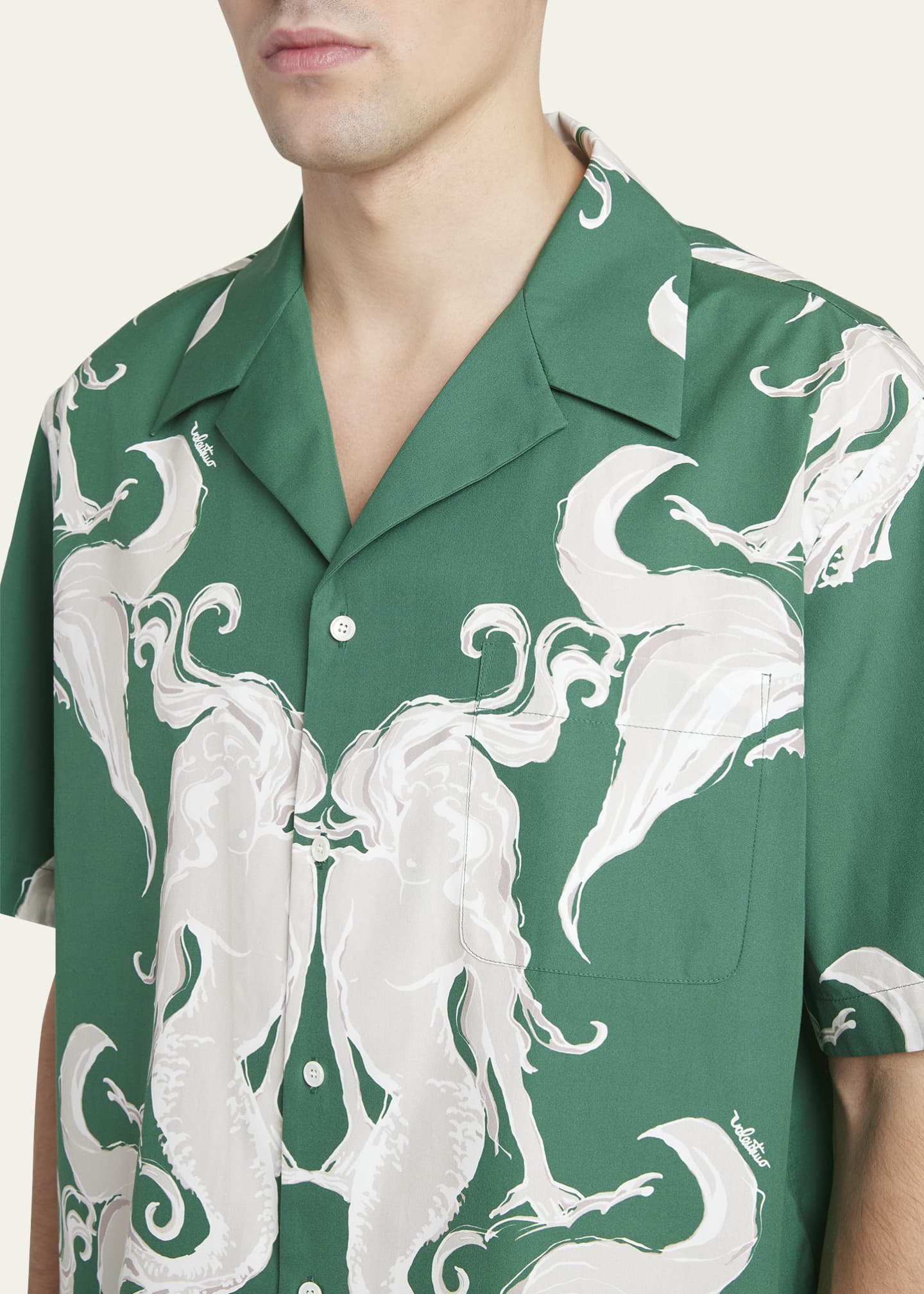 Valentino Garavani Men's Metamorphose Wall-Print Camp Shirt Image 5 of 5