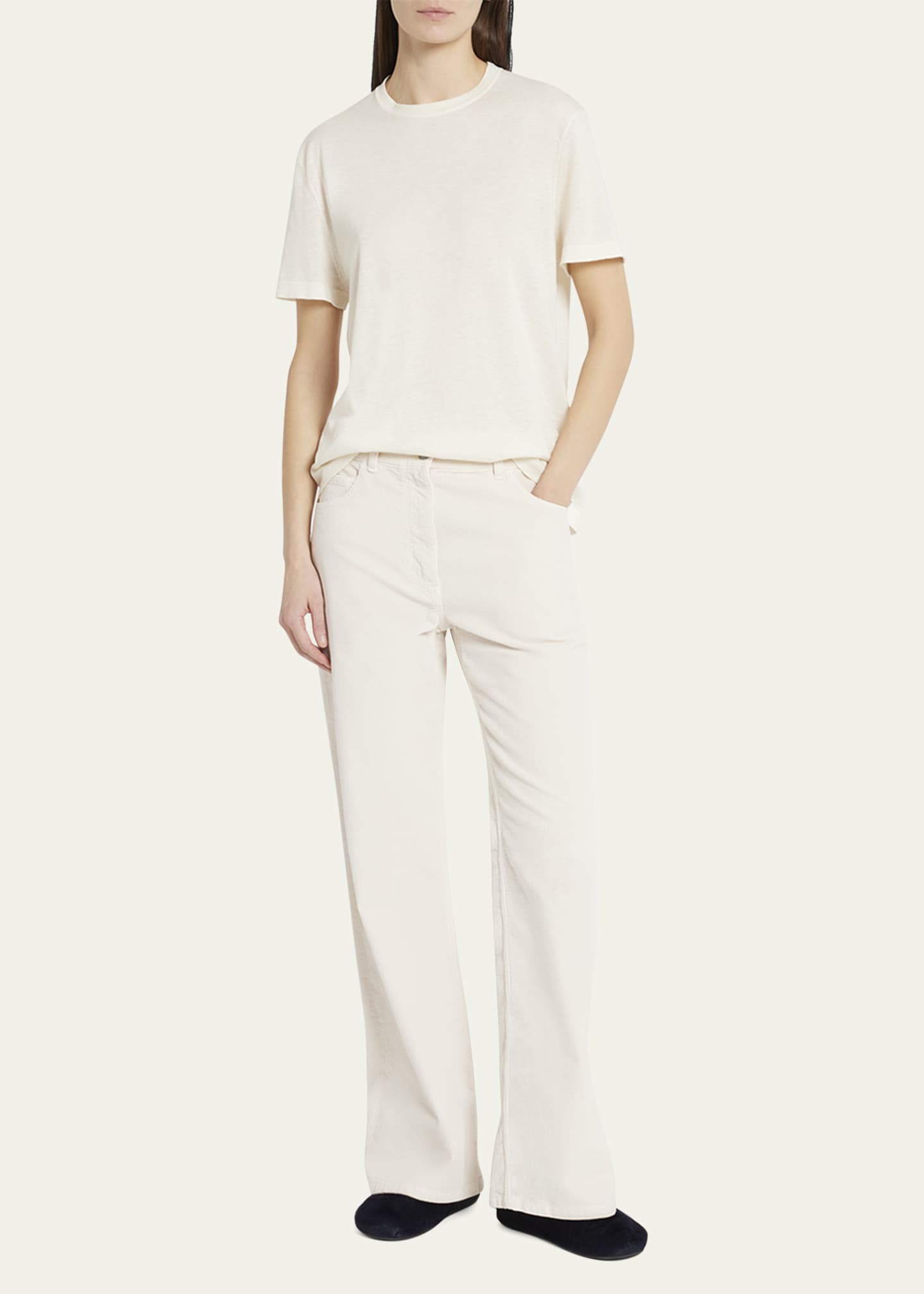 THE ROW Dan Corduroy Straight-Leg Pants Image 2 of 5