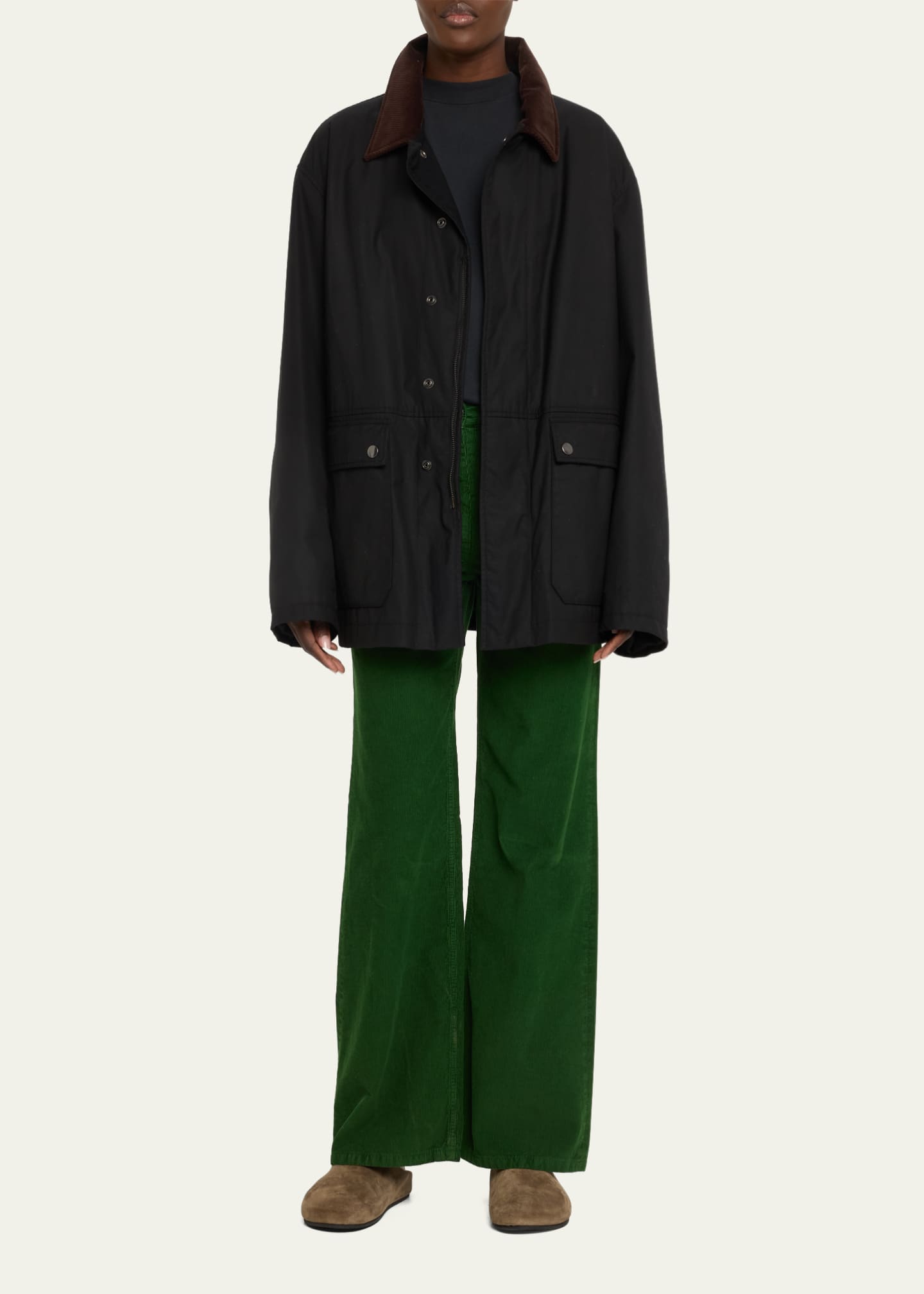 THE ROW Frank Corduroy-Collar Cashmere Jacket Image 2 of 5