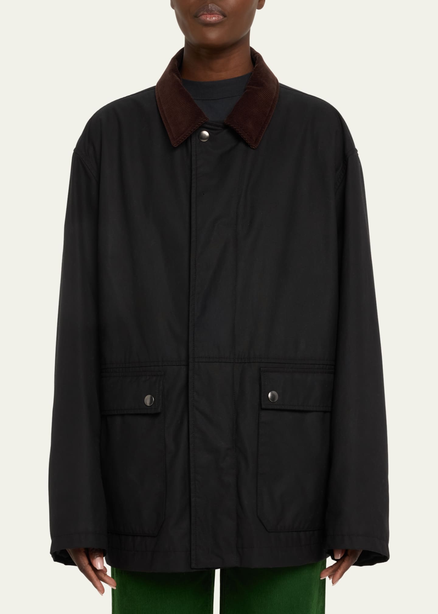 THE ROW Frank Corduroy-Collar Cashmere Jacket Image 4 of 5