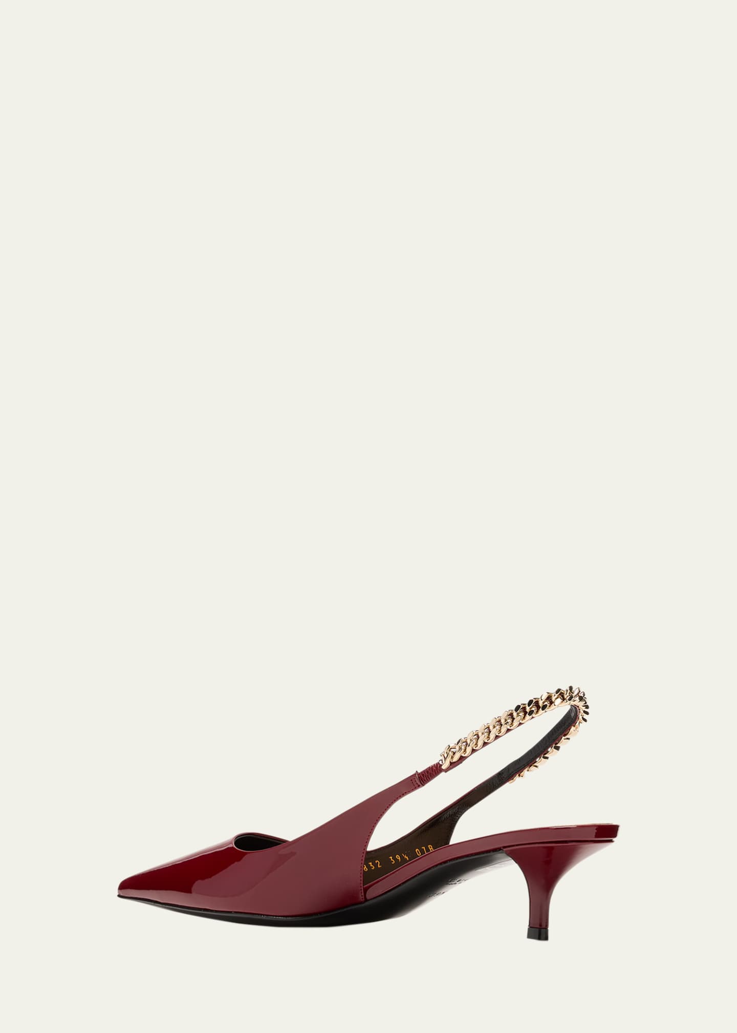 Gucci Signoria Patent Logo Chain Kitten Pumps Image 4 of 5