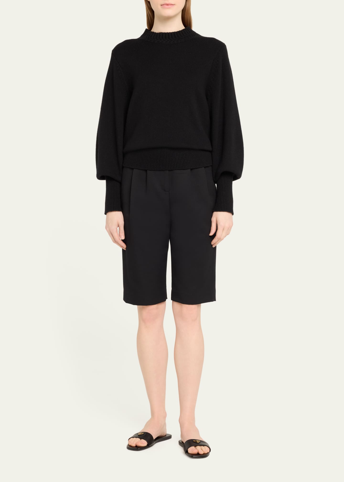 Prada Leather Logo Flat Slide Sandals Image 2 of 4