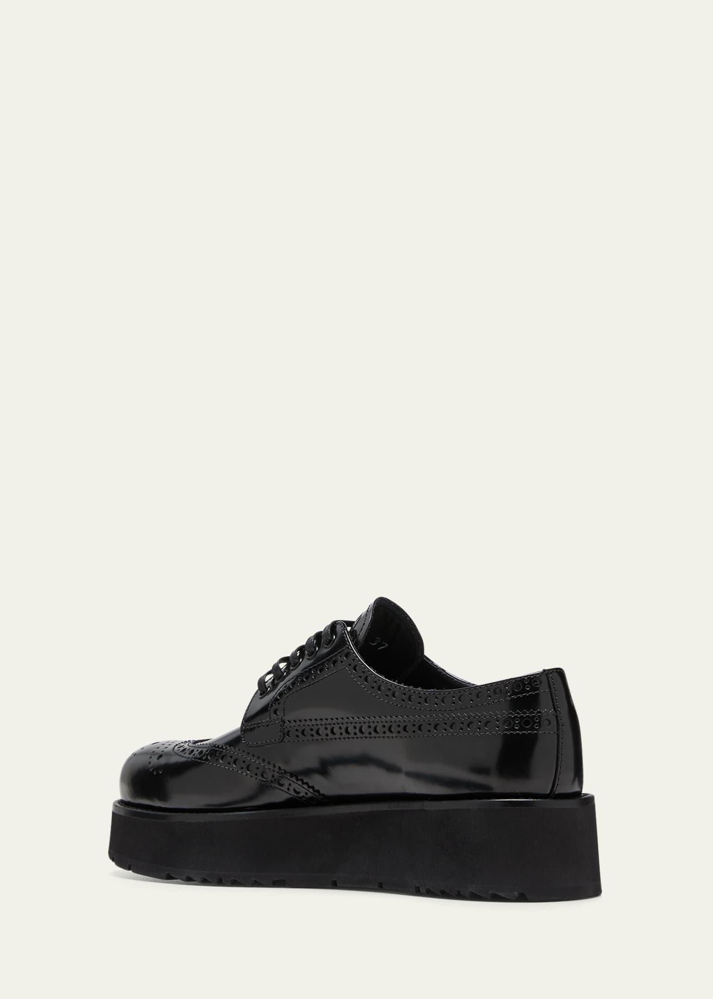 Leather Lace-Up Oxford Flatform Loafers