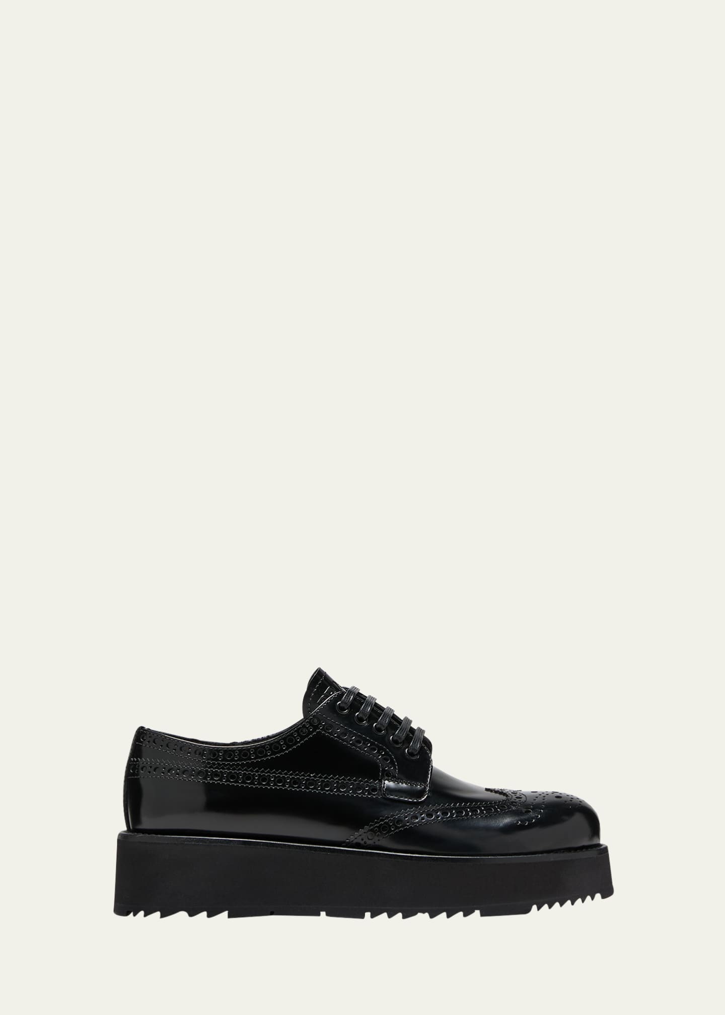 Leather Lace-Up Oxford Flatform Loafers