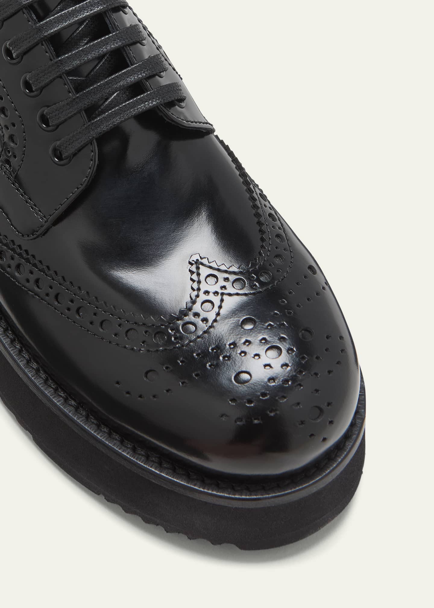 Leather Lace-Up Oxford Flatform Loafers