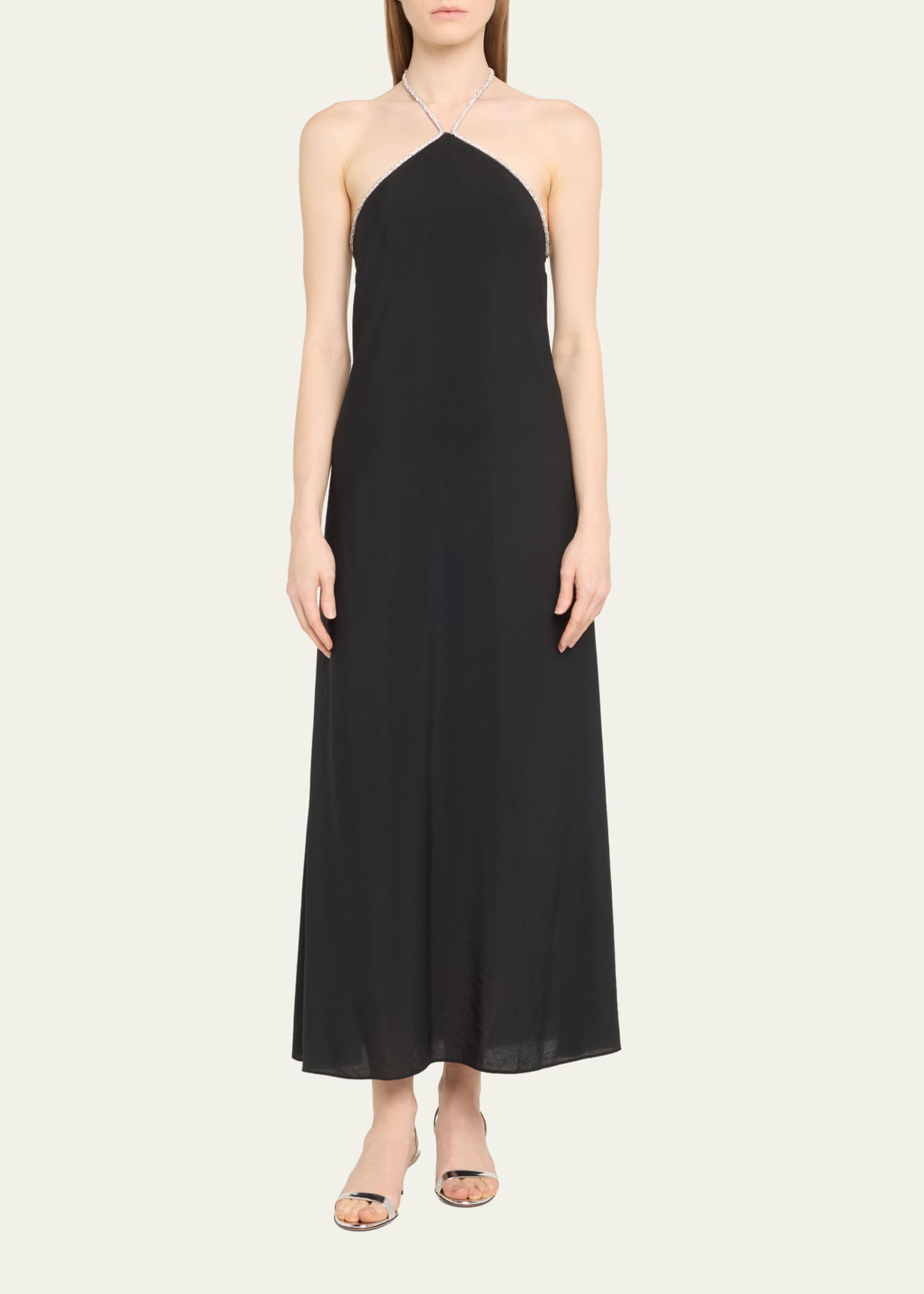 SIMKHAI Onyx Crystal Trim Halter Maxi Dress Image 2 of 5