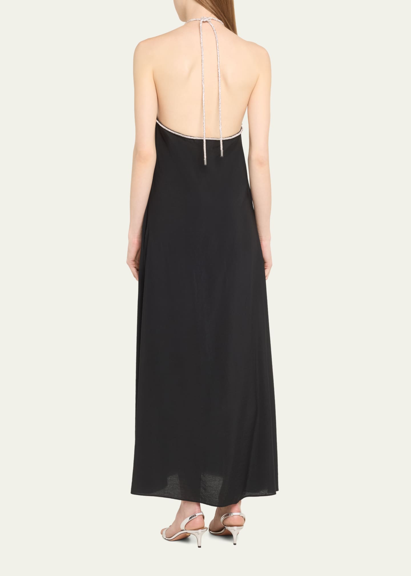 SIMKHAI Onyx Crystal Trim Halter Maxi Dress Image 3 of 5