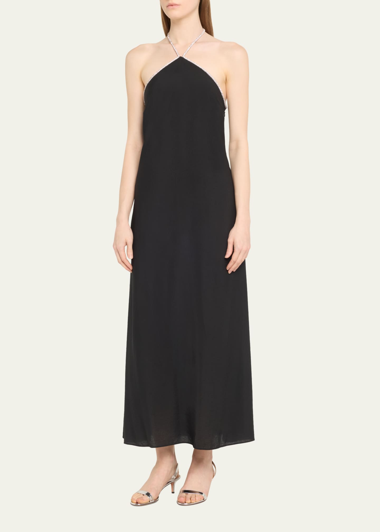 SIMKHAI Onyx Crystal Trim Halter Maxi Dress Image 4 of 5