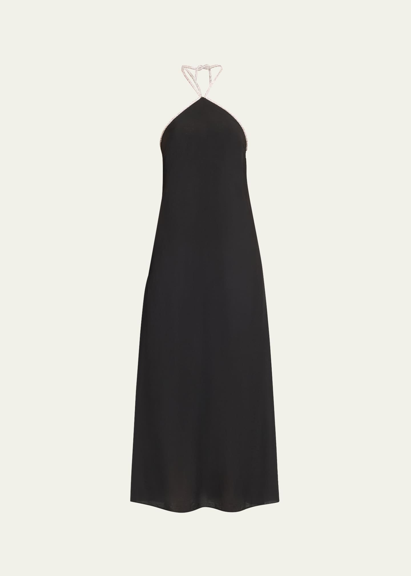 SIMKHAI Onyx Crystal Trim Halter Maxi Dress Image 1 of 5