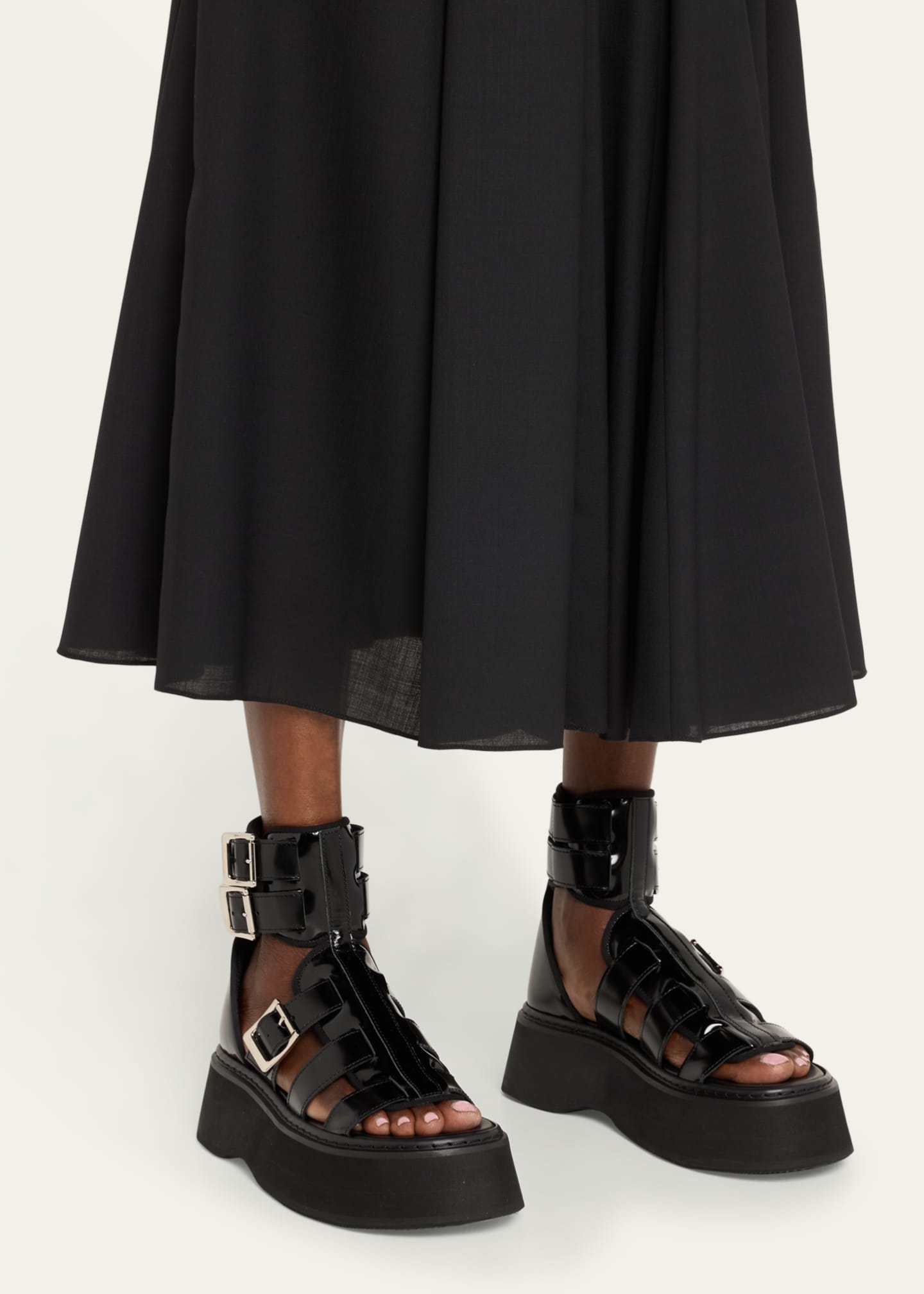 Junya Watanabe Glossy Leather Buckle Cuff Sandals Image 2 of 5