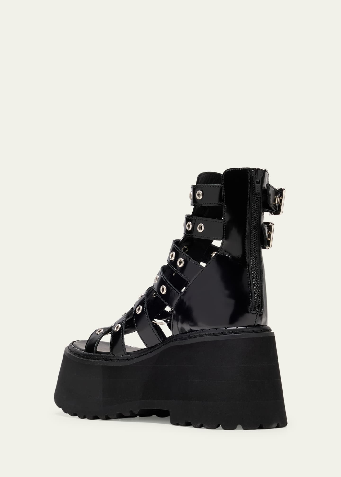 Junya Watanabe Glossy Leather Multi Buckle Platform Sandals Image 4 of 5