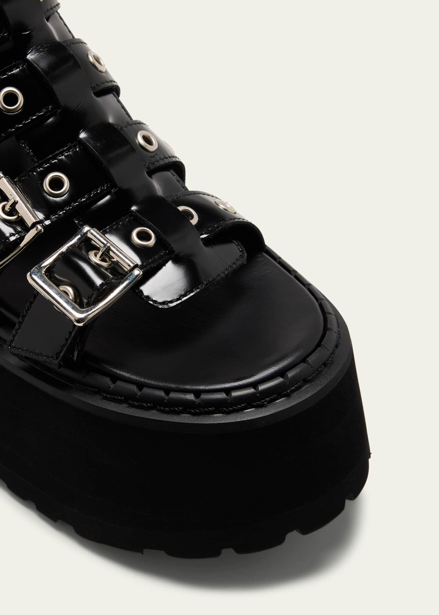 Junya Watanabe Glossy Leather Multi Buckle Platform Sandals Image 5 of 5