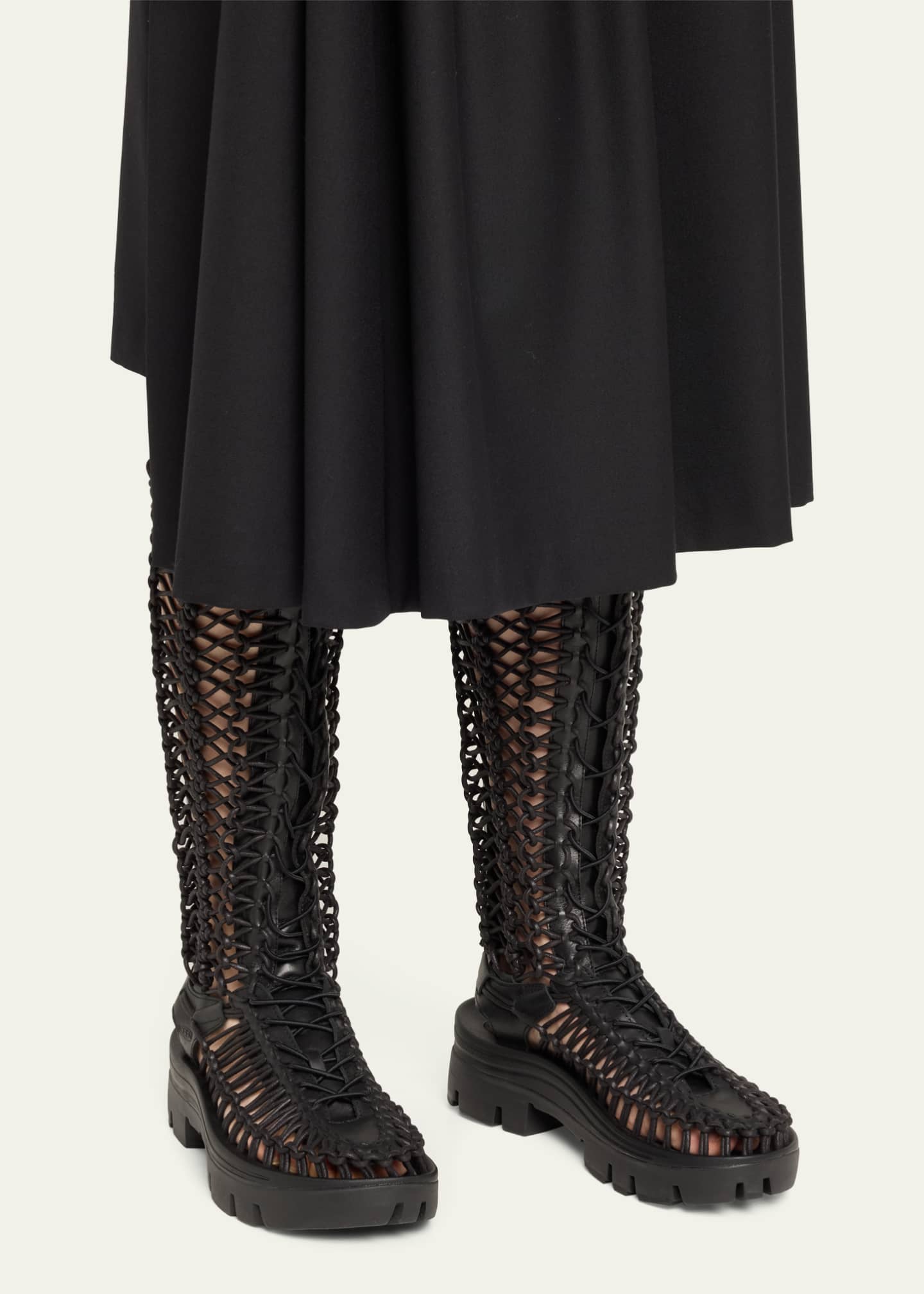格安saleスタ Noir Kei Boots Lace Over-The-Knee Net Leather Ninomiya 靴
