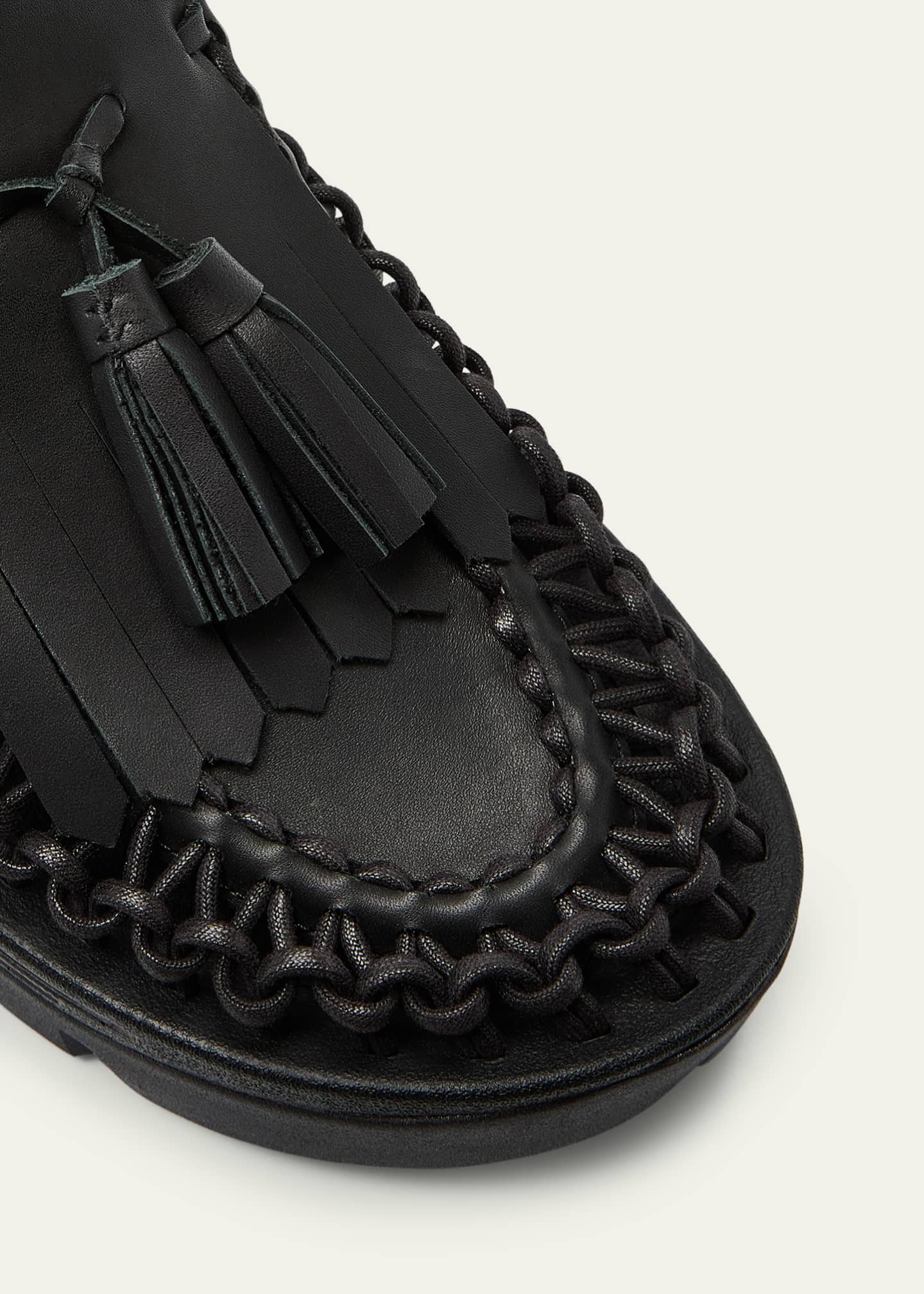 Noir Kei Ninomiya Leather Net Kiltie Tassel Loafers Image 5 of 5
