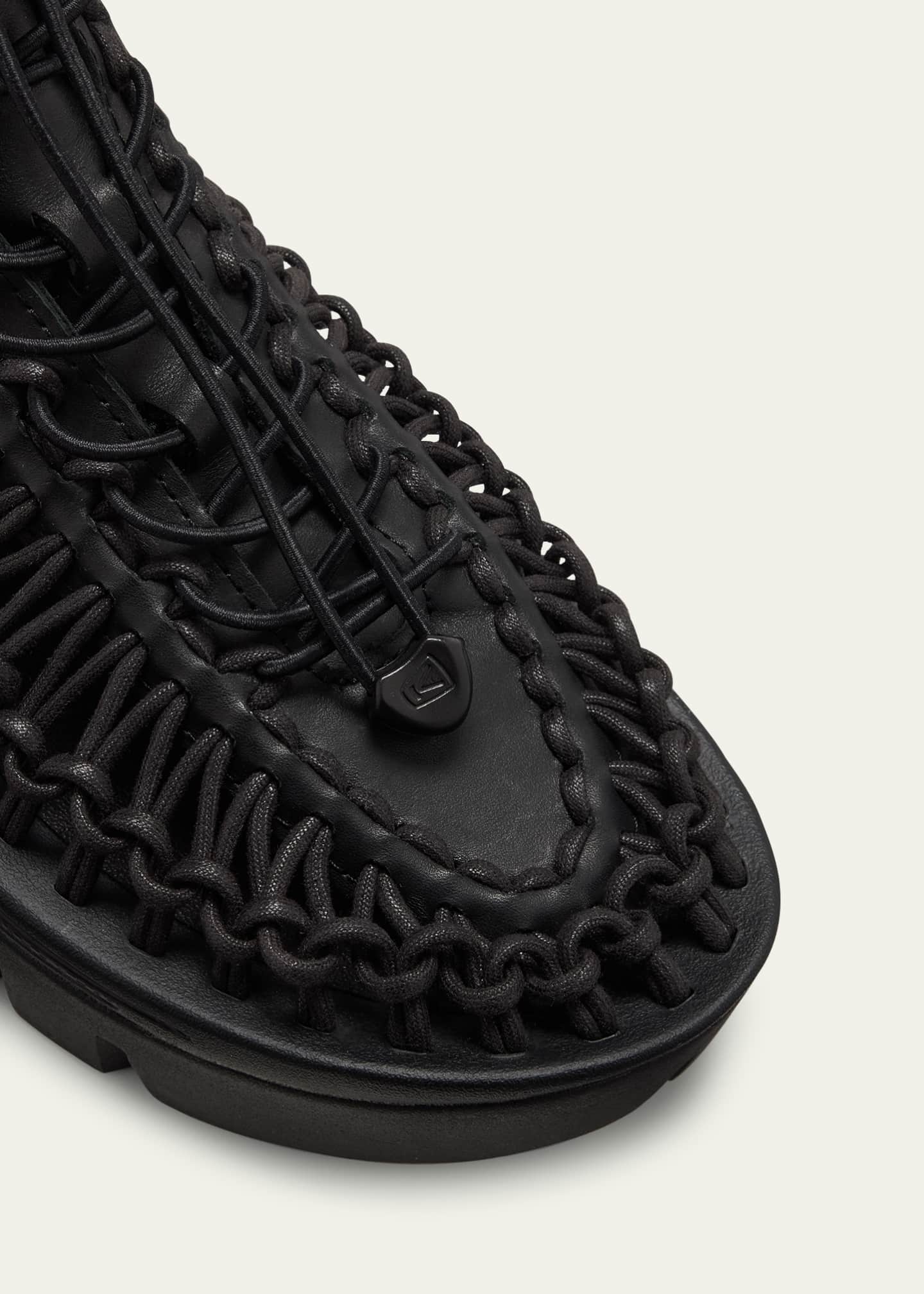 Noir Kei Ninomiya Leather Net Lace-Up Ankle Booties Image 5 of 5