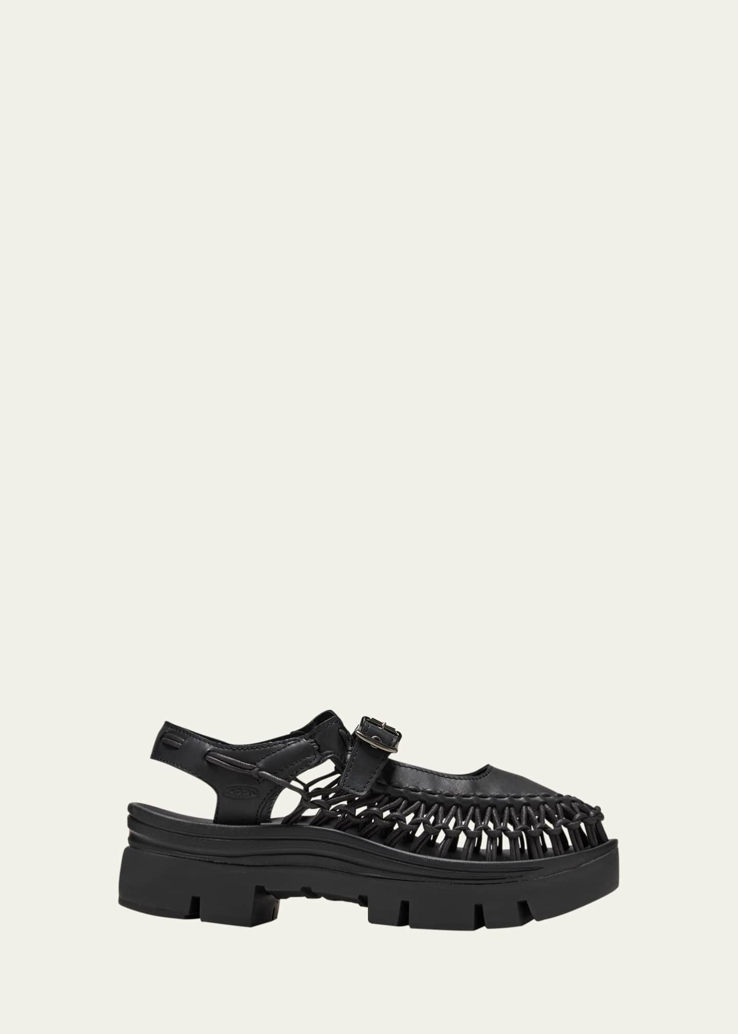 Noir Kei Ninomiya Platform Buckle Net Mary Jane Shoes