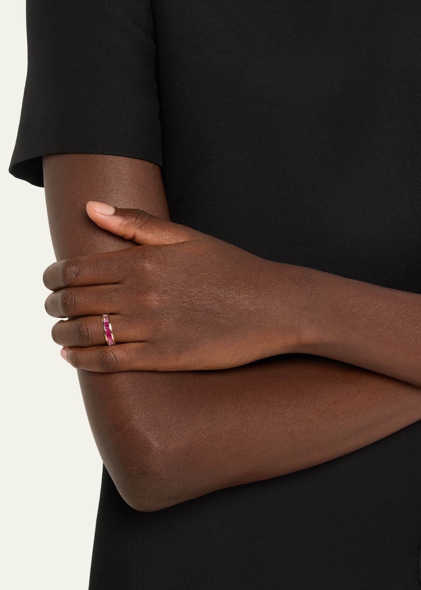 14K Gold and Gemstone Channel-Set Baguette Eternity Ring