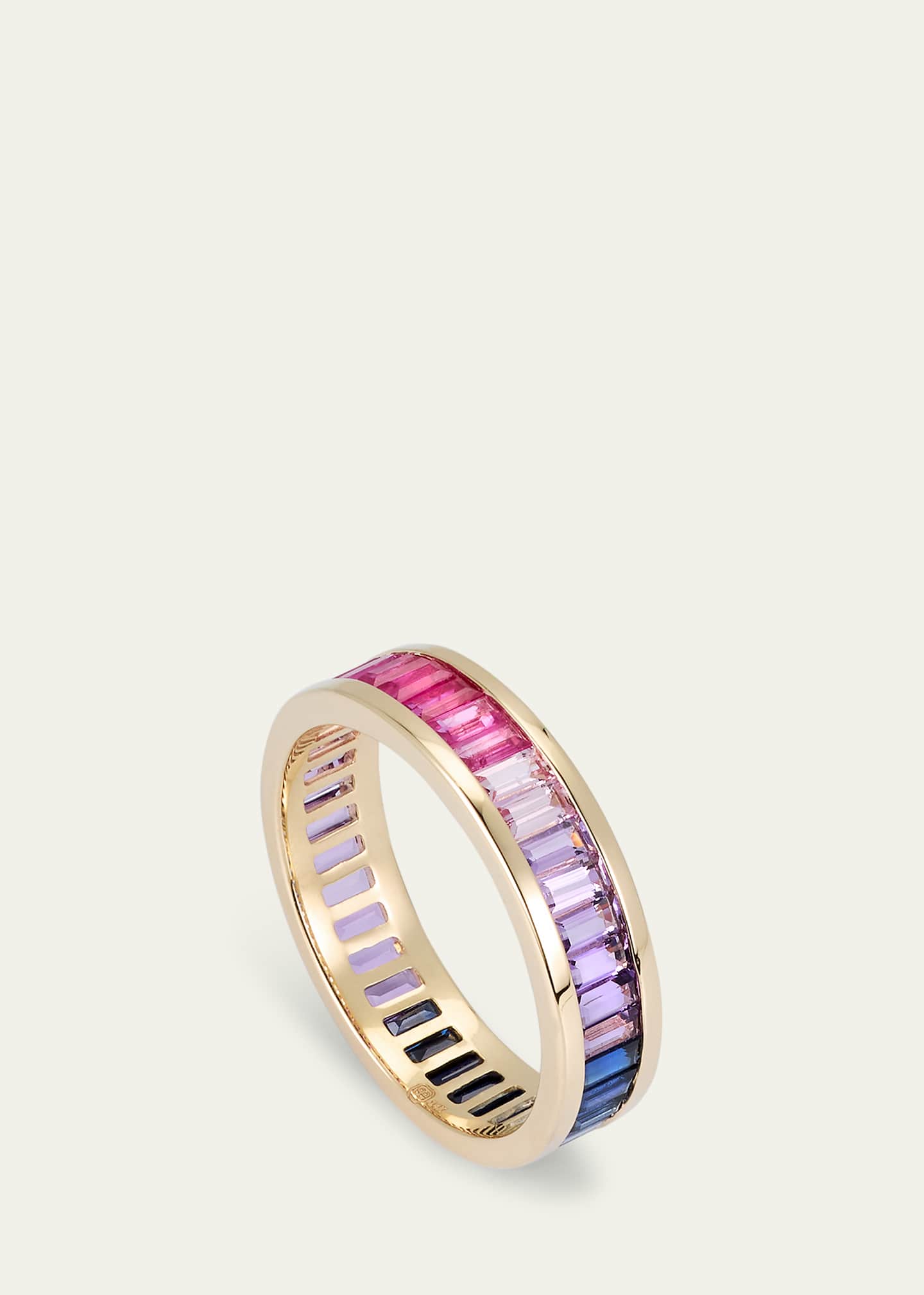 14K Gold and Gemstone Channel-Set Baguette Eternity Ring