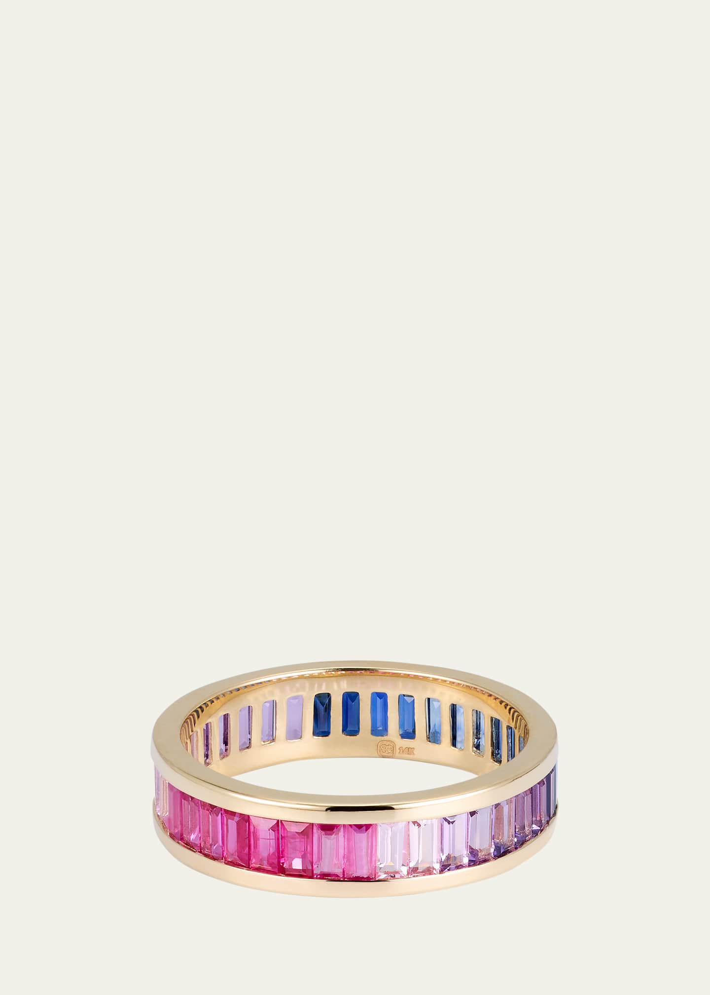 14K Gold and Gemstone Channel-Set Baguette Eternity Ring