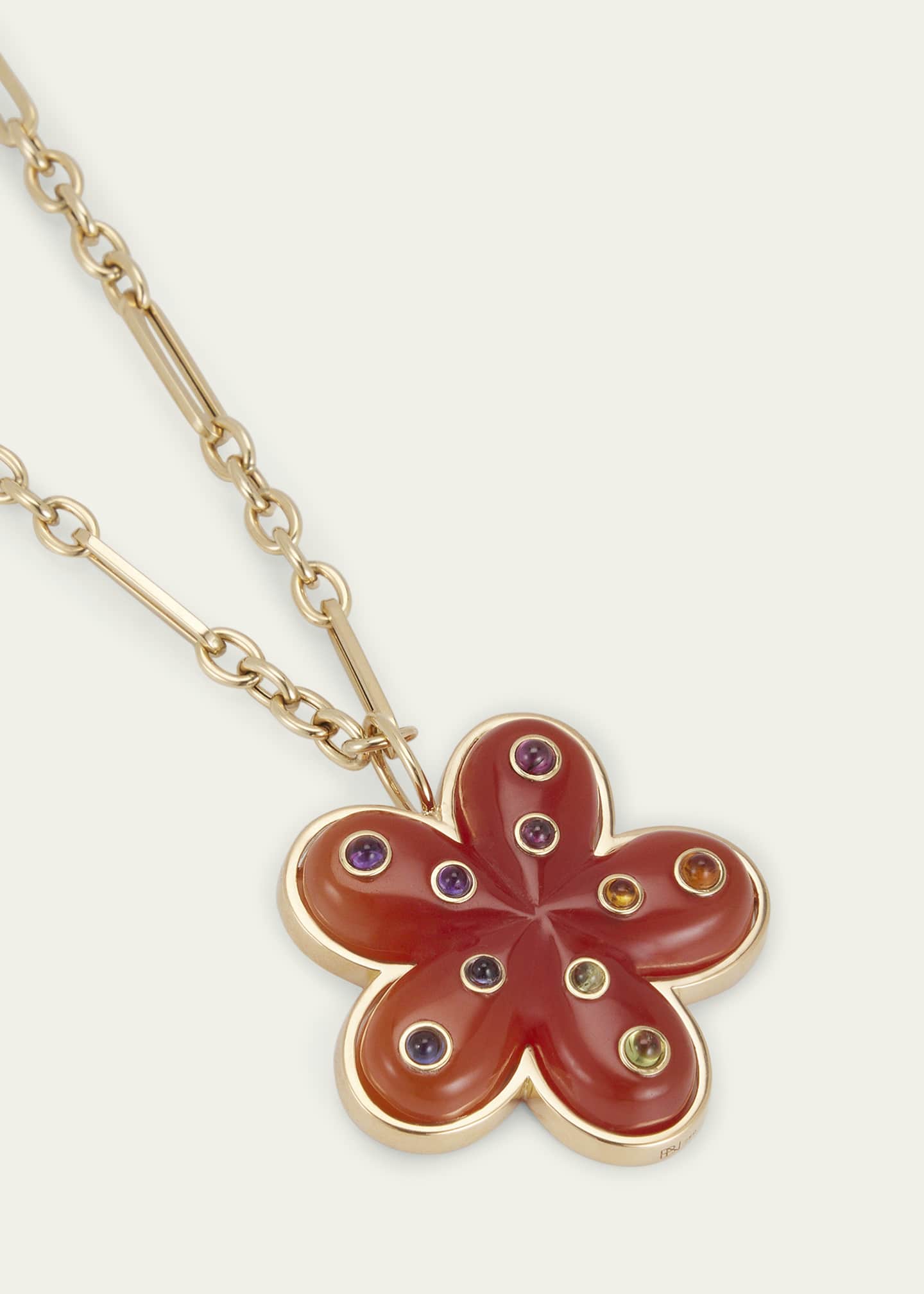 Brent Neale 18K Carved Carnelian Flower Necklace Image 3 of 4