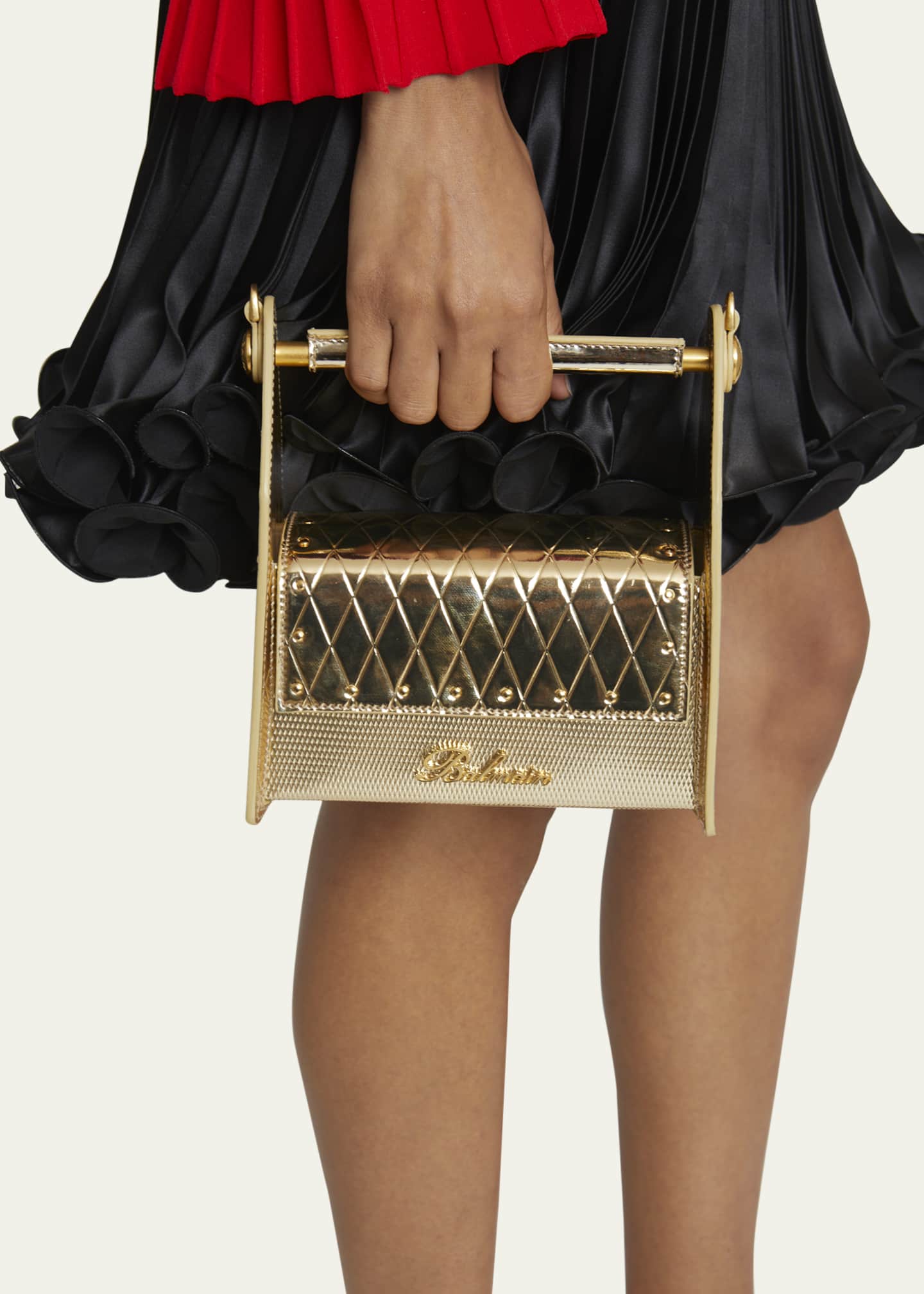 Balmain Garden Tool Box Shoulder Bag in Reflective Leather Image 2 of 5