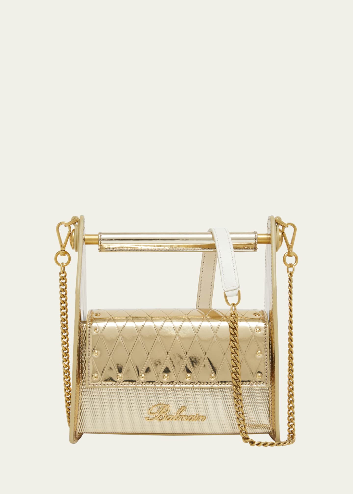 Balmain Garden Tool Box Shoulder Bag in Reflective Leather Image 1 of 5