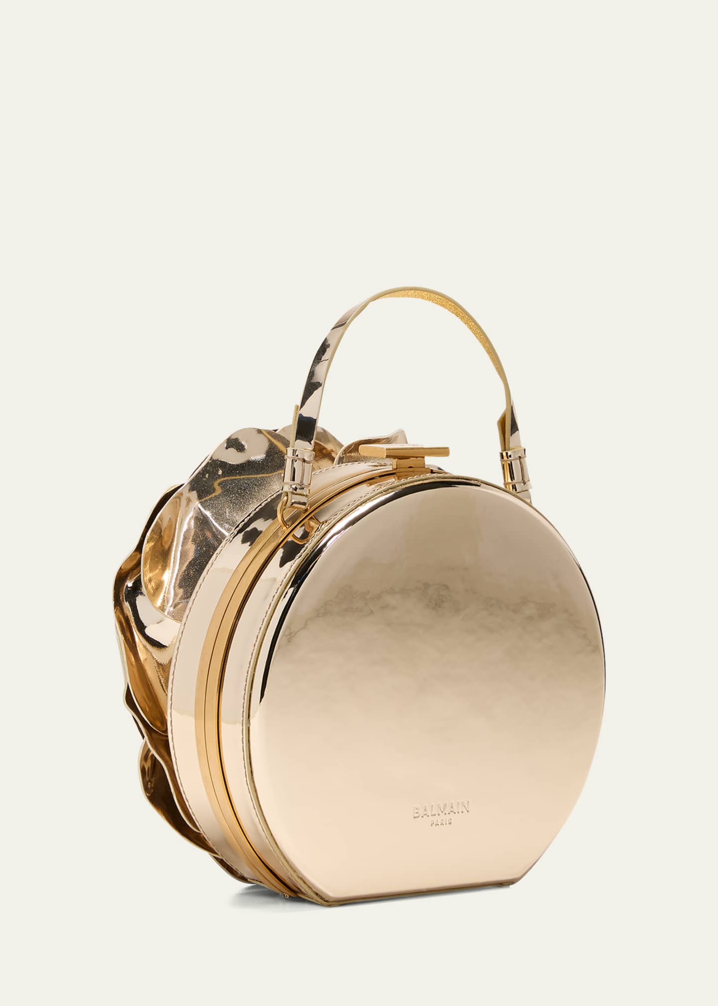 Balmain Rose Minaudiere in Reflective Leather Image 3 of 5