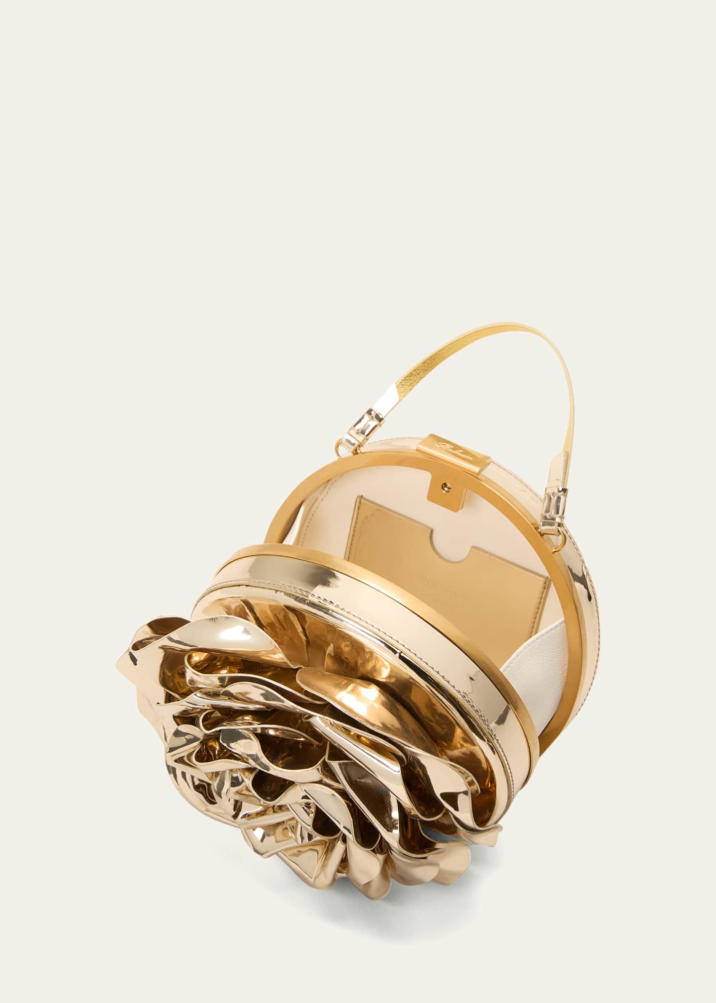 Balmain Rose Minaudiere in Reflective Leather Image 4 of 5