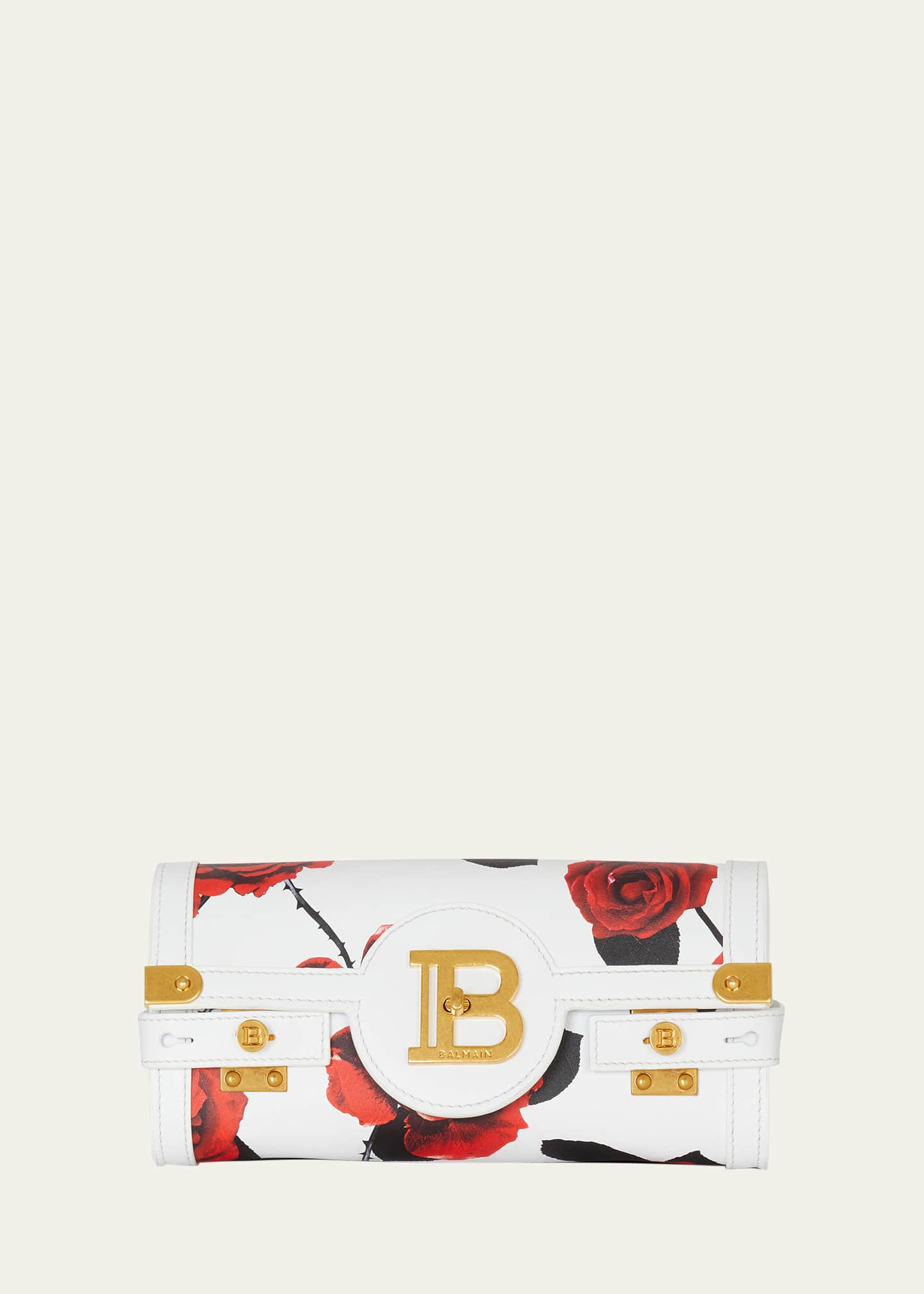 Balmain BBuzz 23 Wallet on a Chain in Rose Printed Leather Image 1 of 4