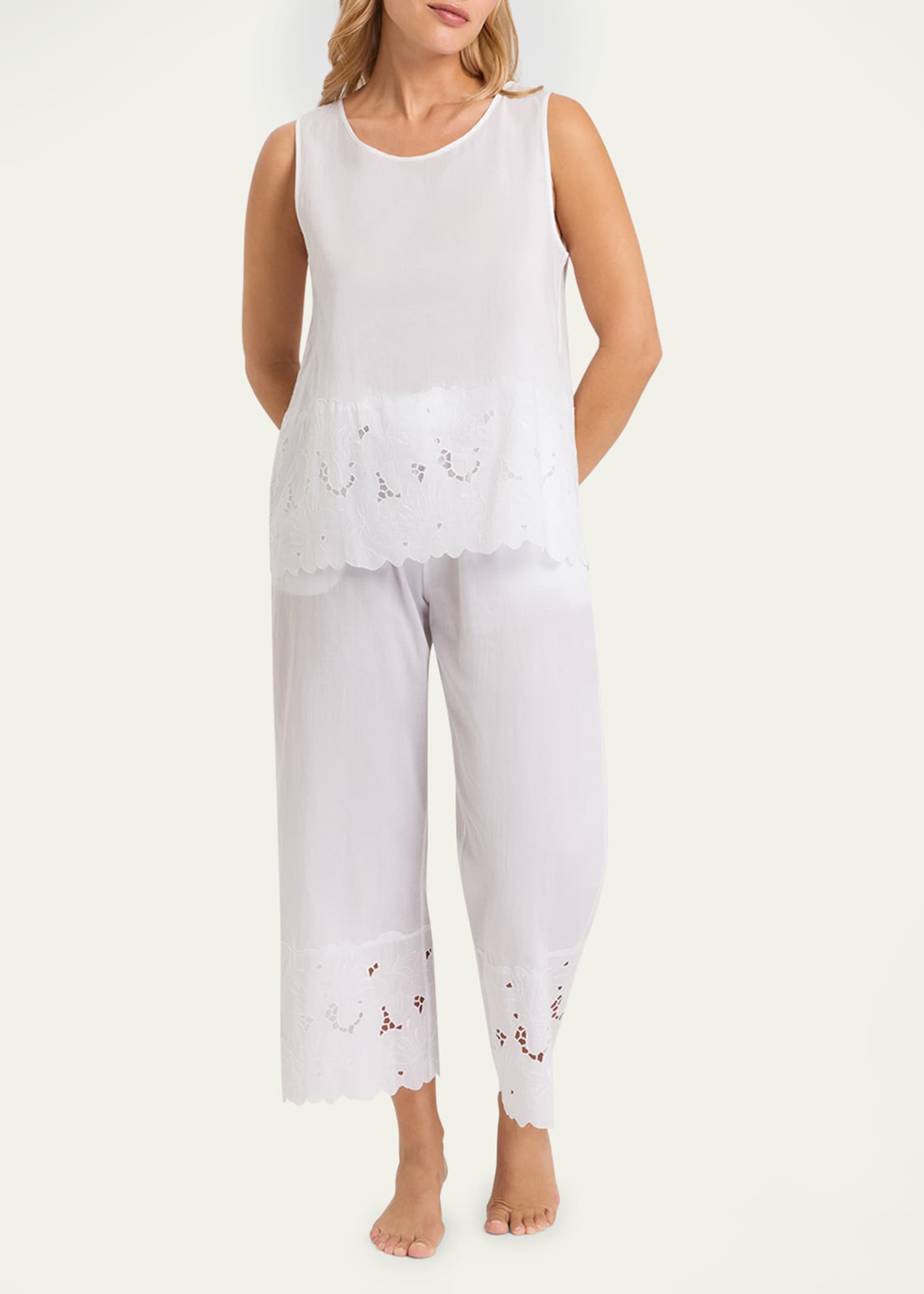 Hanro Clara Floral-Embroidered Cotton Tank Top Image 2 of 5