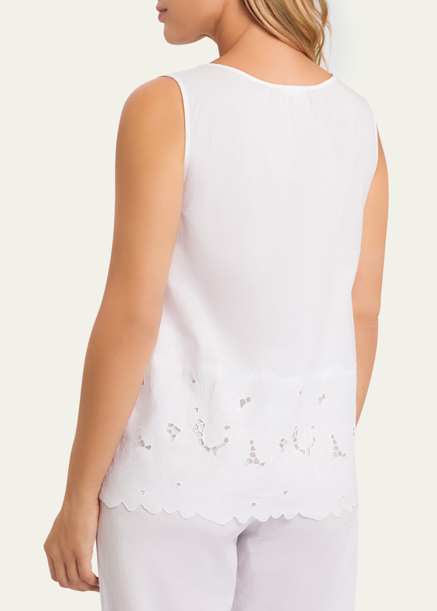 Hanro Clara Floral-Embroidered Cotton Tank Top Image 3 of 5