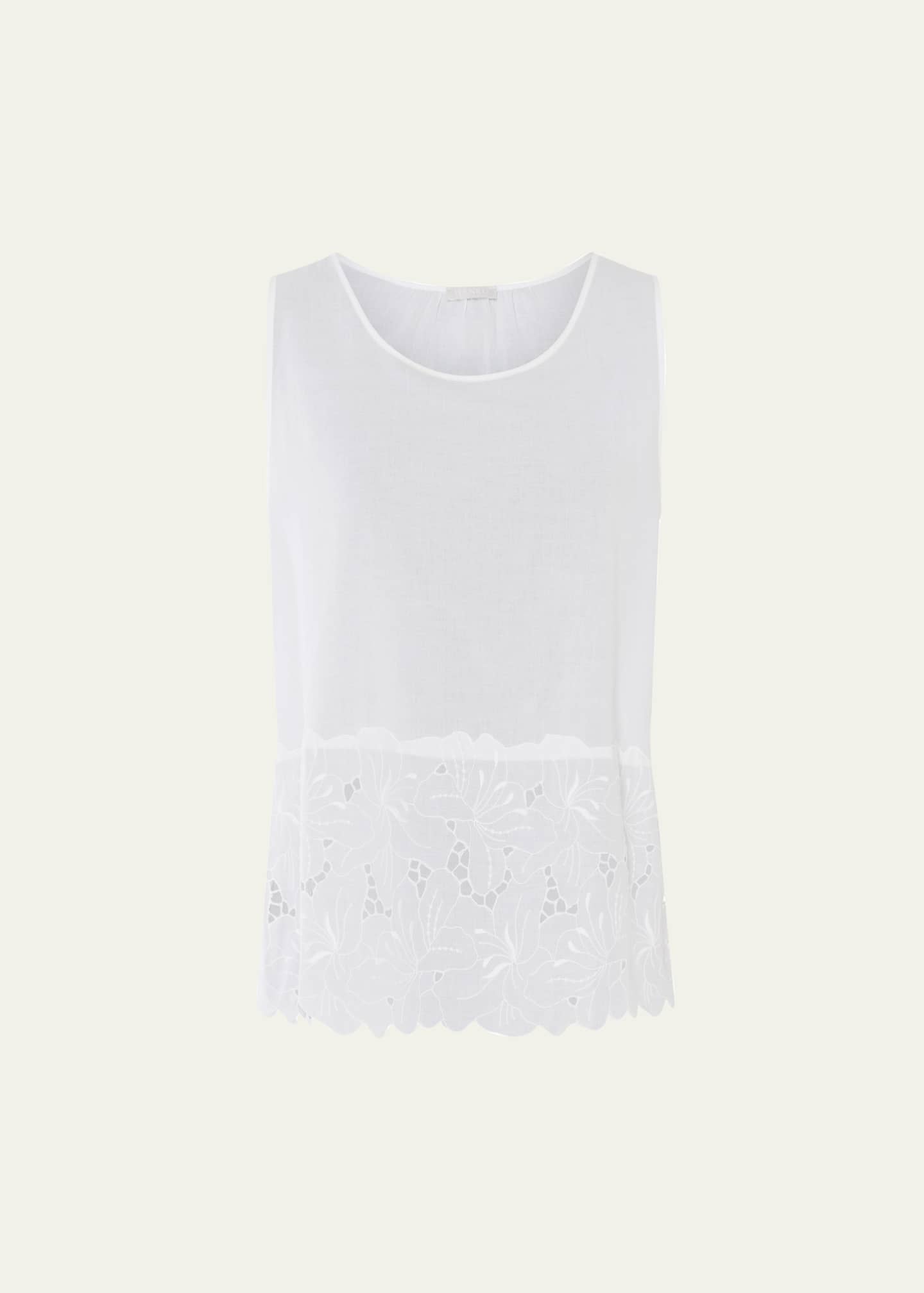 Hanro Clara Floral-Embroidered Cotton Tank Top Image 1 of 5