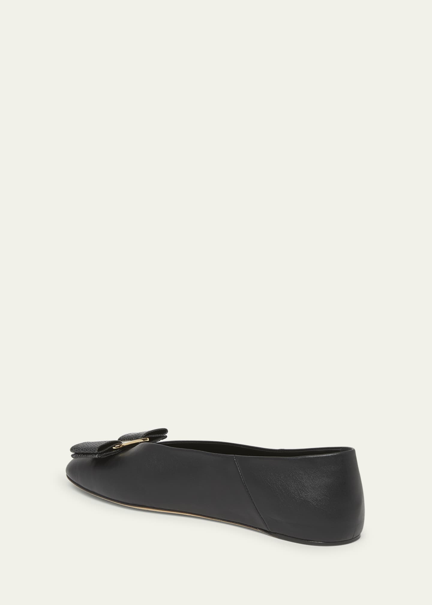 Ferragamo Vanna Calfskin Bow Ballerina Flats Image 2 of 3
