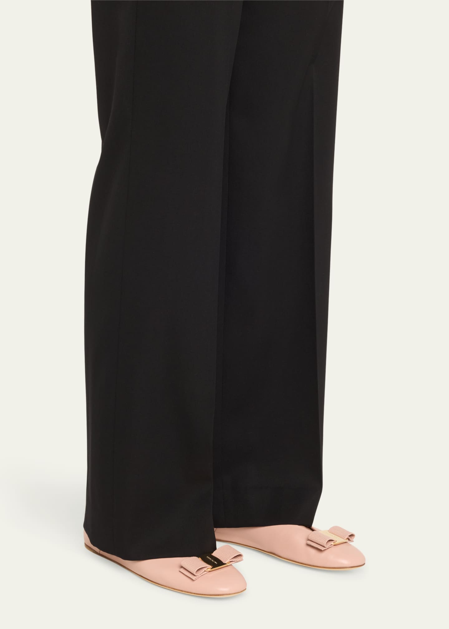 Ferragamo Vanna Calfskin Bow Ballerina Flats Image 2 of 6