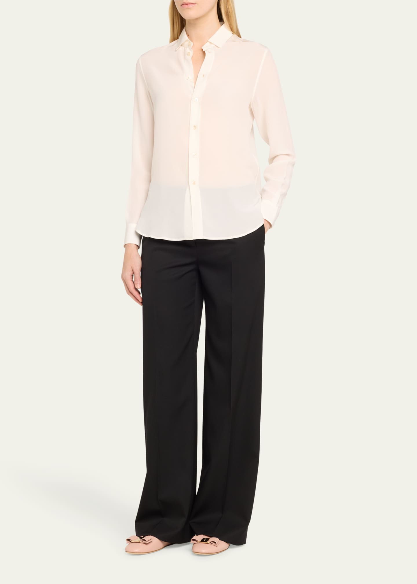Ferragamo Vanna Calfskin Bow Ballerina Flats Image 3 of 6