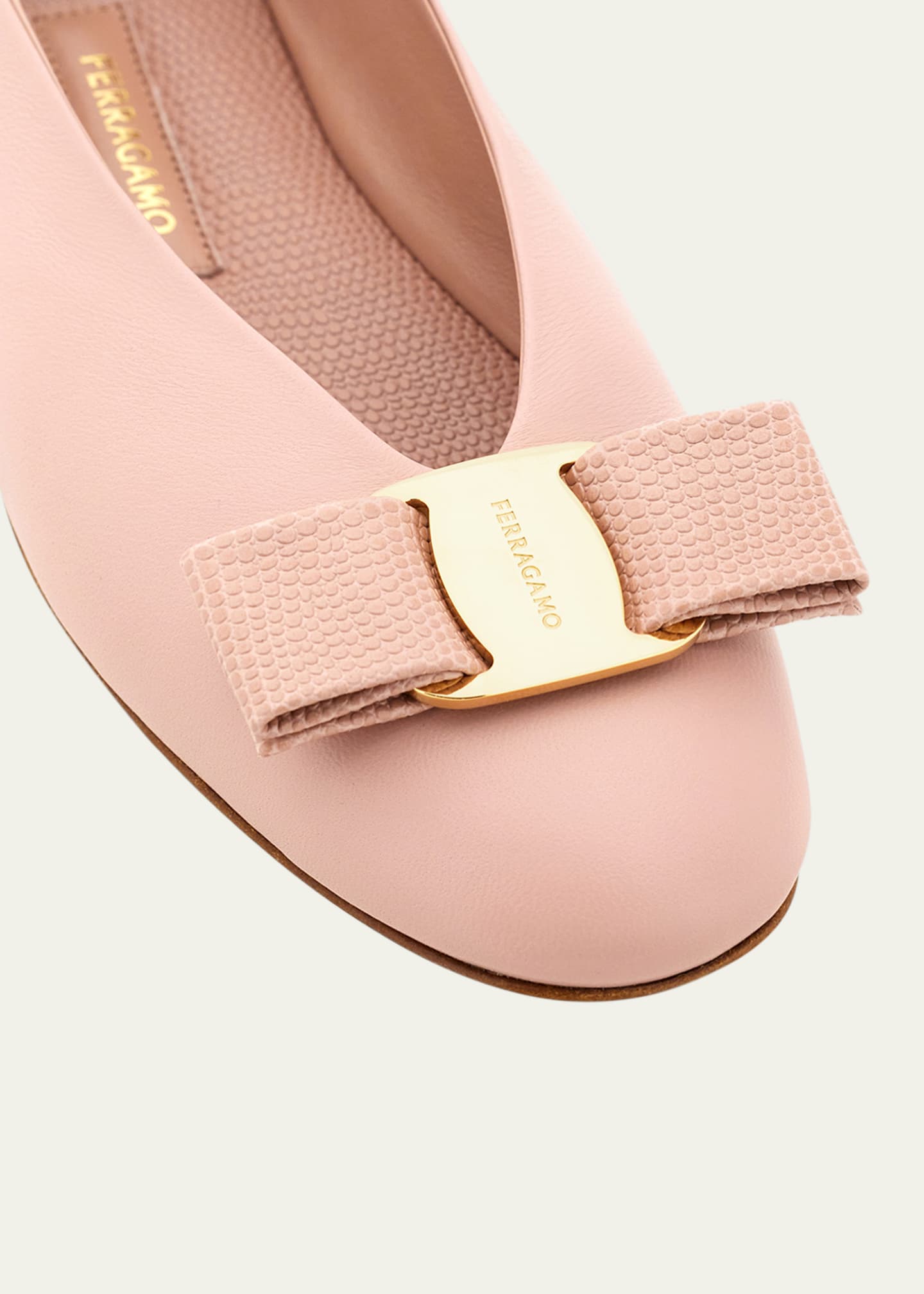 Ferragamo Vanna Calfskin Bow Ballerina Flats Image 6 of 6
