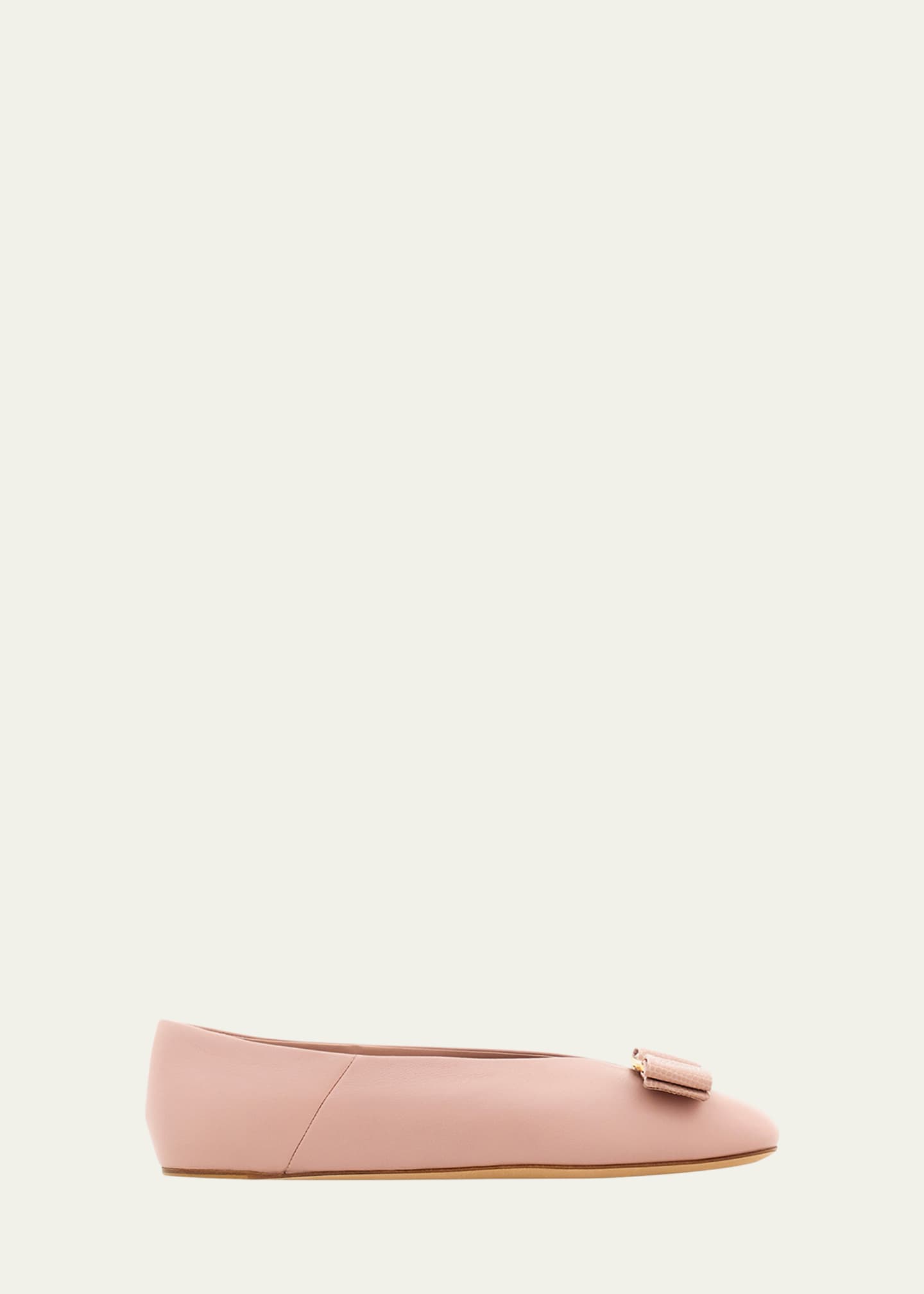 Ferragamo Vanna Calfskin Bow Ballerina Flats Image 1 of 6