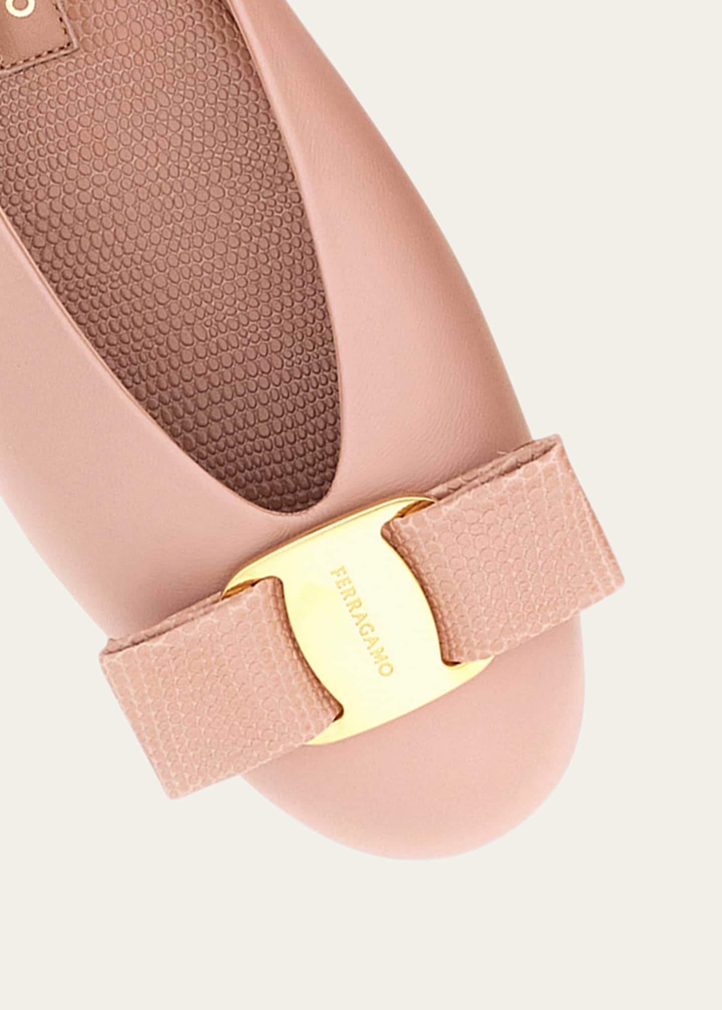 Ferragamo Vanna Calfskin Bow Ballerina Flats Image 5 of 6