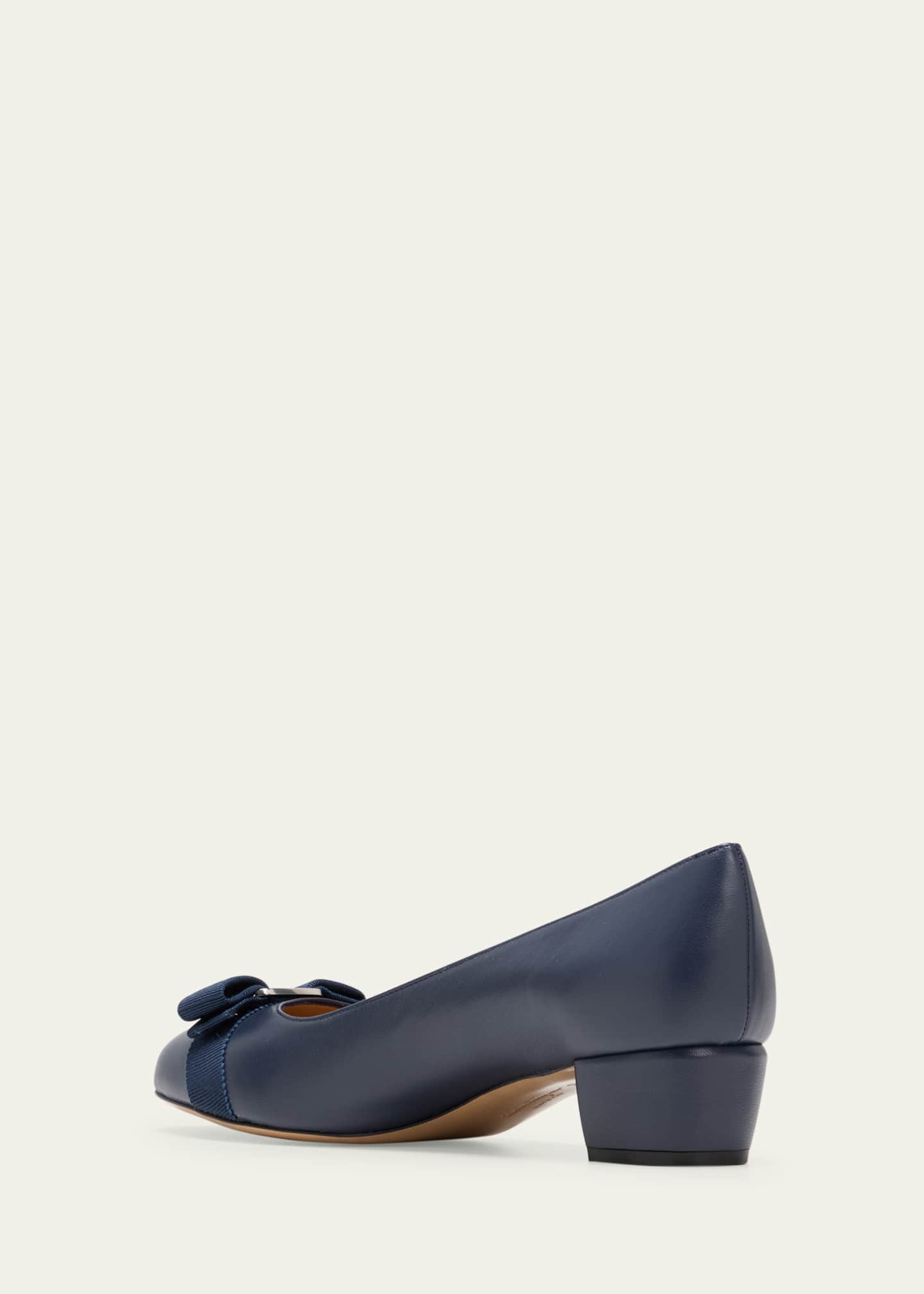 Ferragamo Vara Leather Bow Low Pumps Image 3 of 4