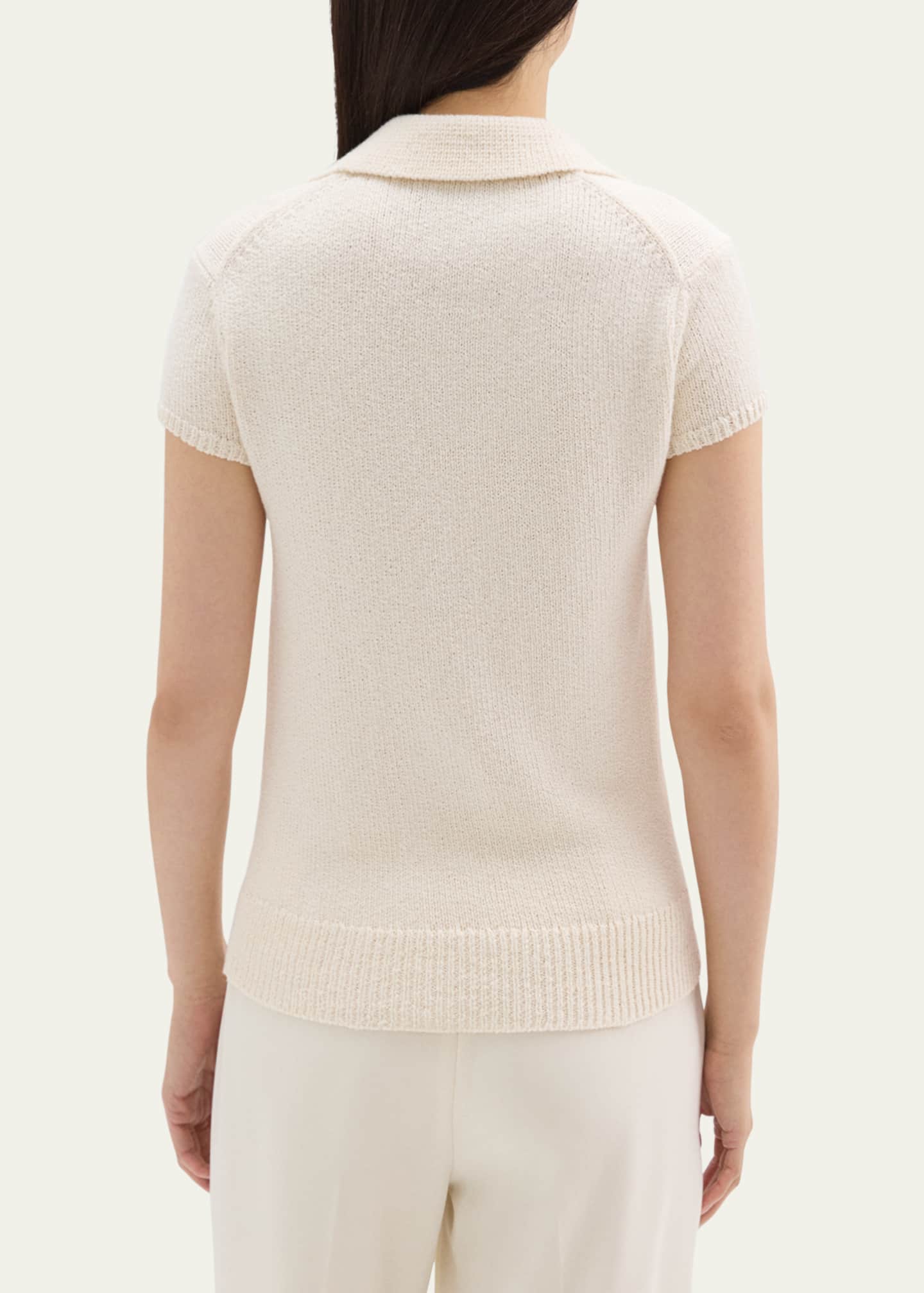 Theory Cap-Sleeve Cotton and Merino Wool Polo Top Image 3 of 5
