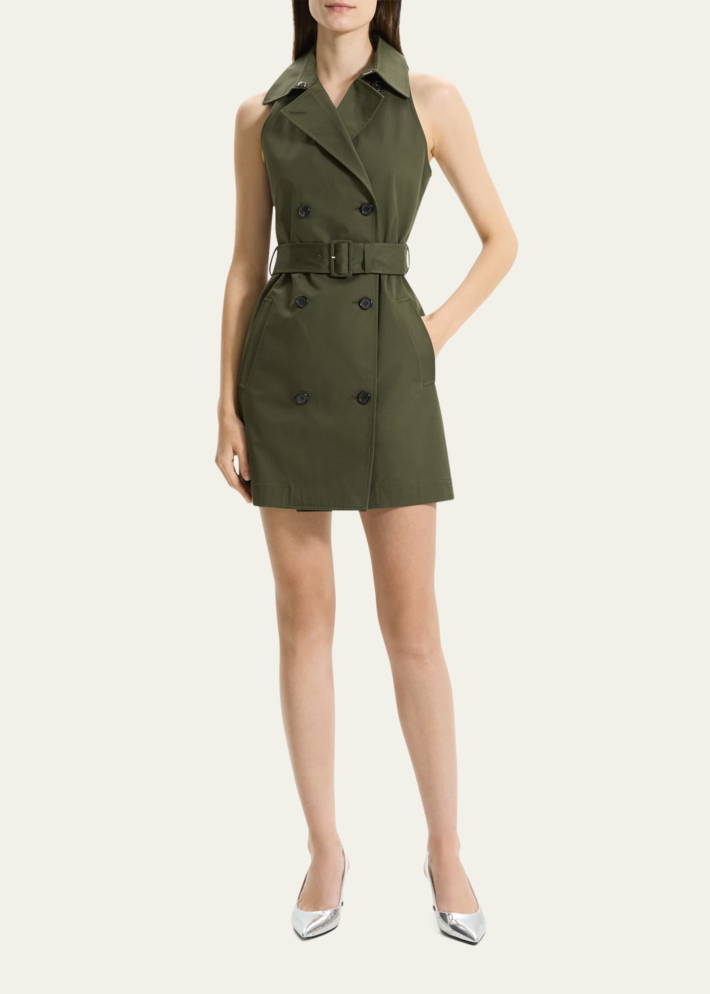 Sleeveless Trench Dress with Buckle Tie