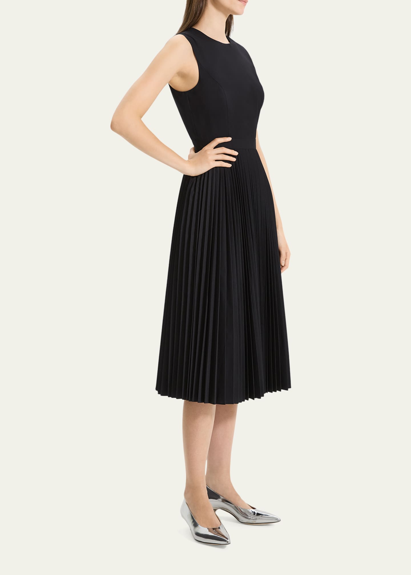 Theory Pleated Skirt Sleeveless Midi Dress Bergdorf Goodman
