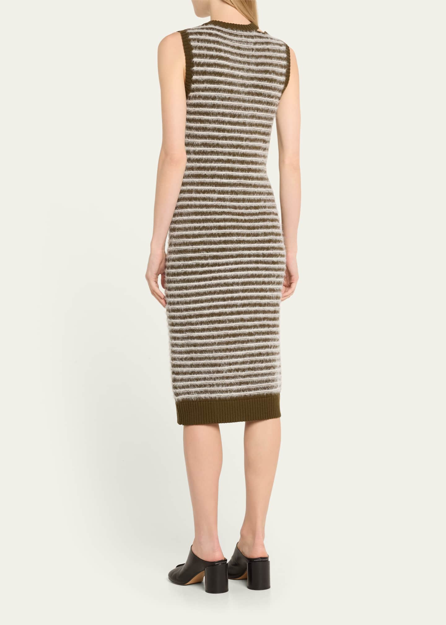 MM6 Maison Margiela Stripe V-Neck Midi Sweater Dress Image 3 of 5