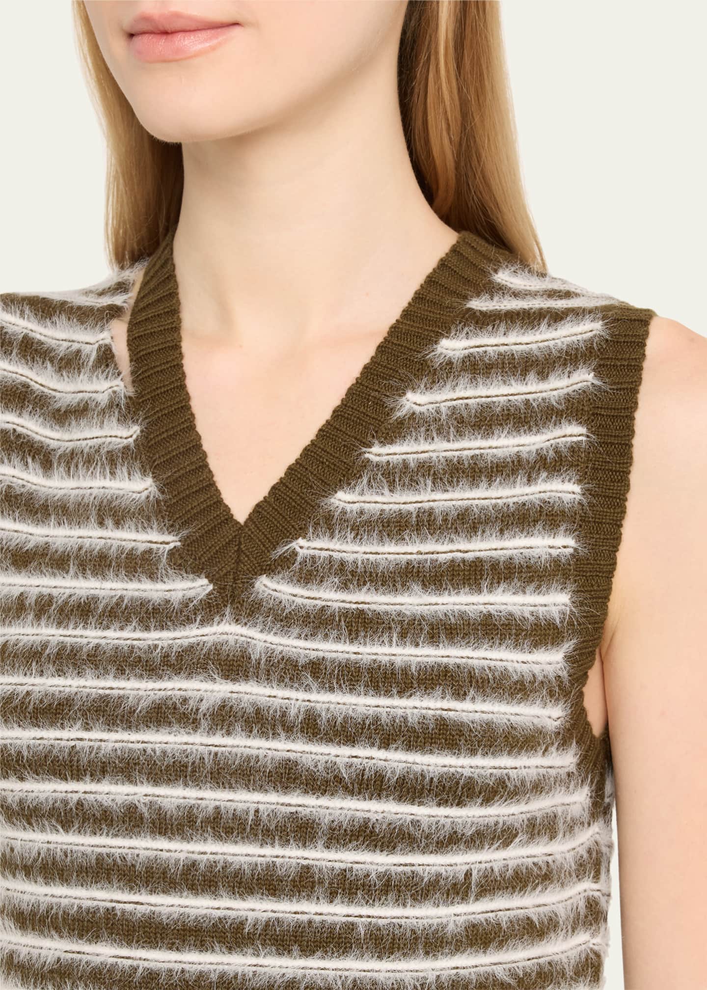 MM6 Maison Margiela Stripe V-Neck Midi Sweater Dress Image 5 of 5